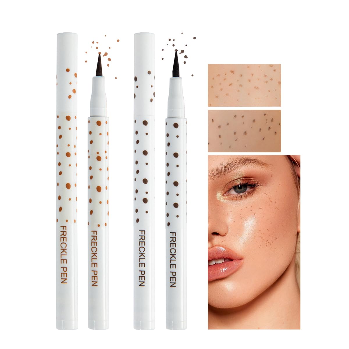 2 Colors Freckle Pen Face Freckle Makeup Pen,Waterproof Long Lasting Quick Dry Small Spot Natural Lifelike Face Freckle Makeup P