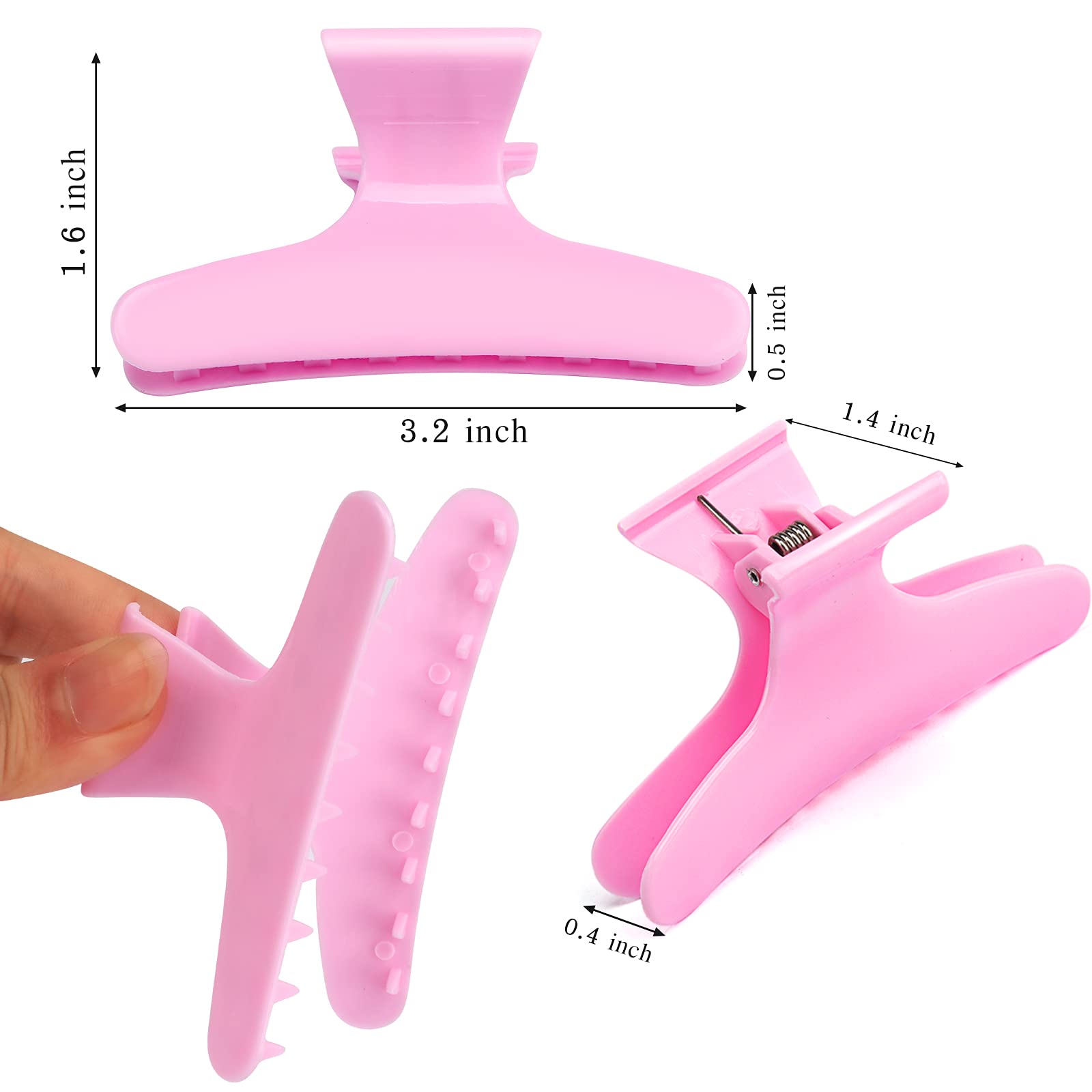 Ondder 12 Pack Pink Butterfly Hair Clamps Clips Hair Claw Clips Pro Salon Clip For Styling, Sectioning, Cutting, Coloring Hair C