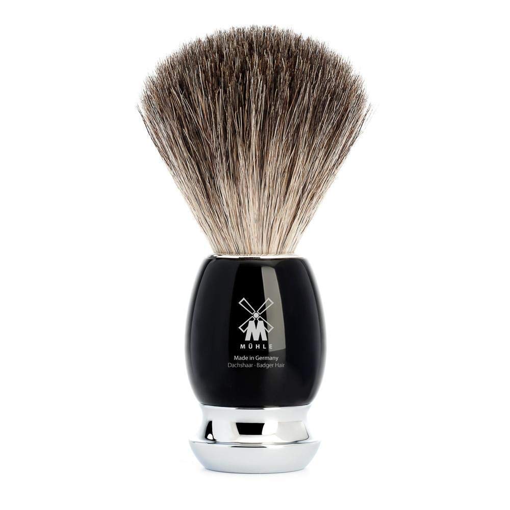 MHLE VIVO Black Resin Pure Badger Shaving Brush - Luxury Shave Brush for Men, Rich Lather