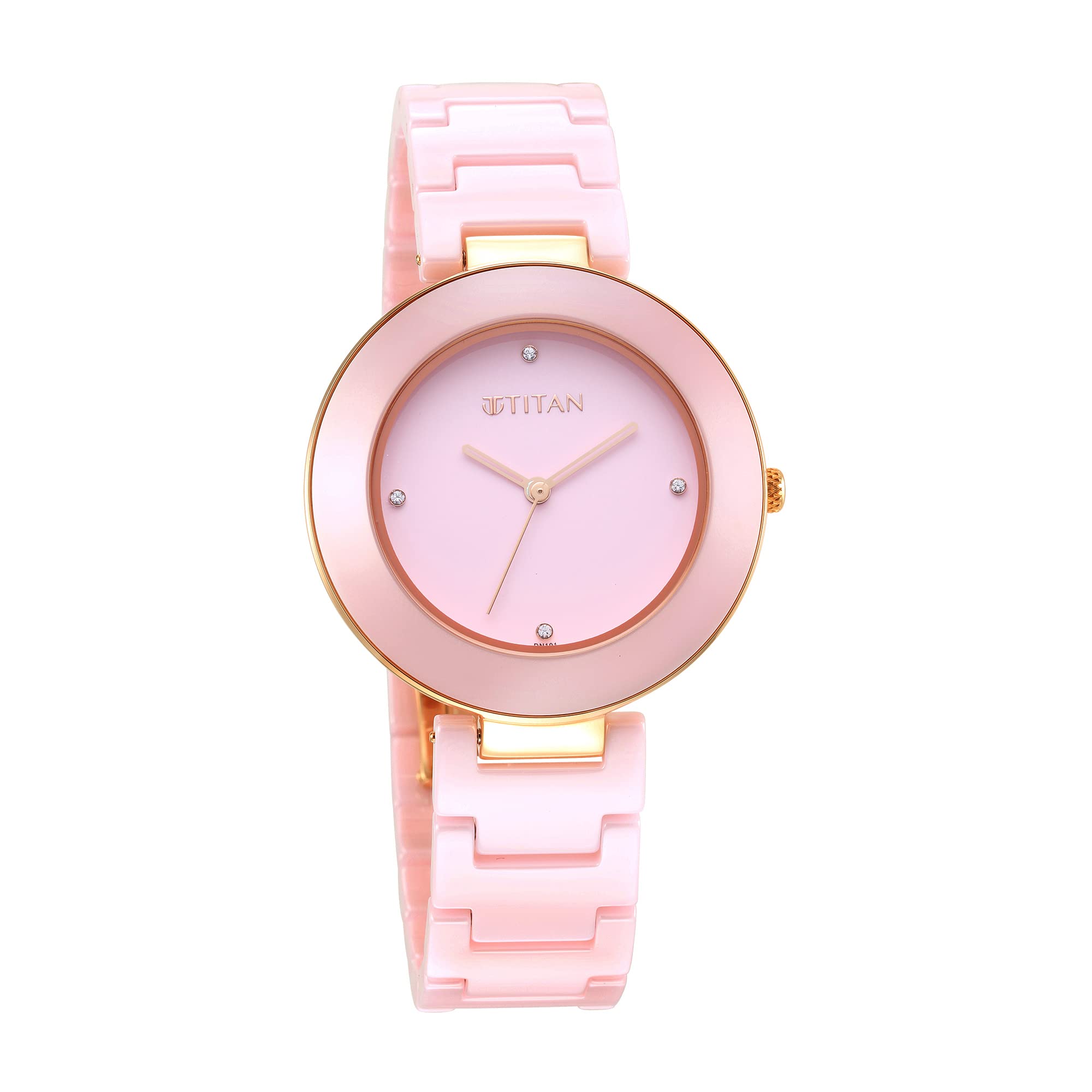 Titan Women Ceramic Analog Pink Dial Watch-95189Kc04, Band Color-Pink, Light Pink Ceramic, Light Pink Ceramic