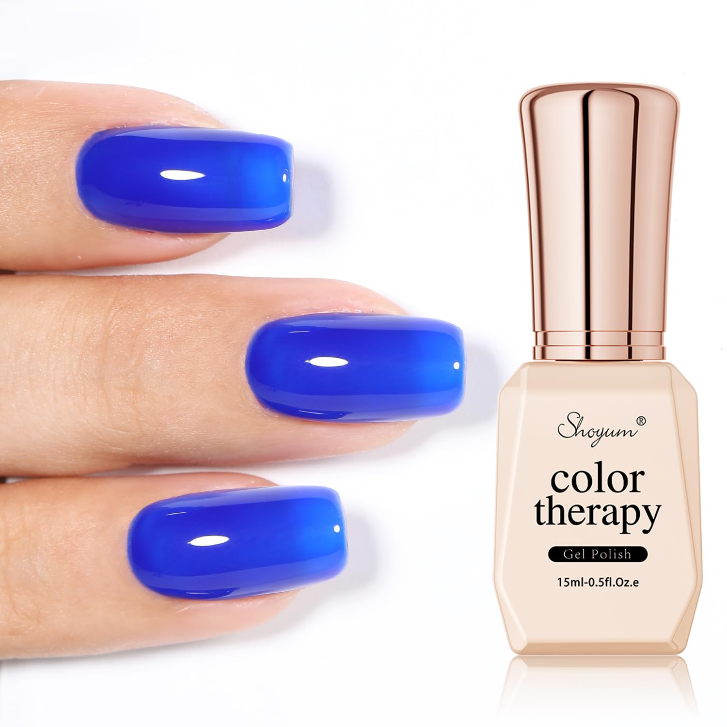 SHOYUM Royal Blue Gel Nail Polish, 15ml Sapphire Blue Gel Polish Color Soak off UV LED Spring Summer Royal Blue Nail Polish Art 