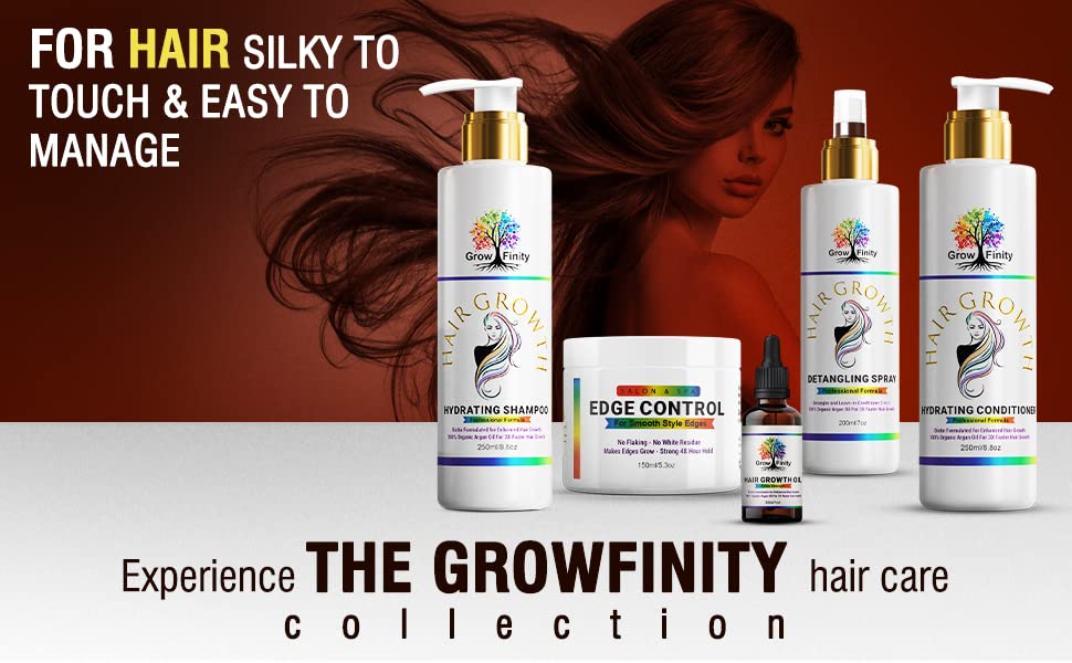 GrowFinity Biotin and Argan Oil Hair Spray | Detangling Leave-in Conditioner for Faster Growth and Regrowth | Hair Loss Treatmen