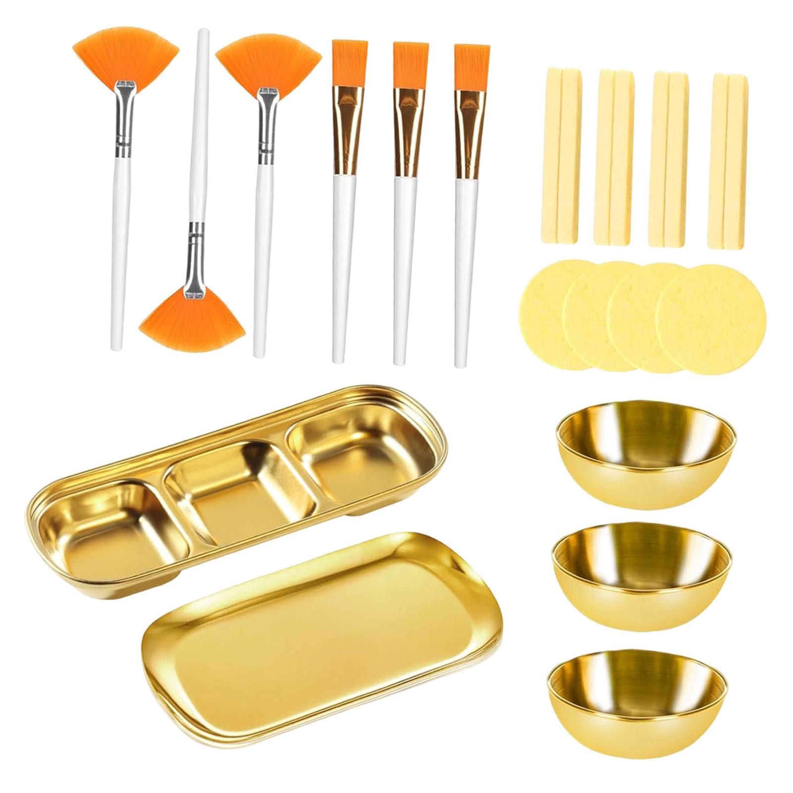 Zoomella 23Pcs Esthetician Supplies Cosmetic Applicators Facial Bowls And Brushes Set Gold|Makeup Sets & Kits|Health & Beauty