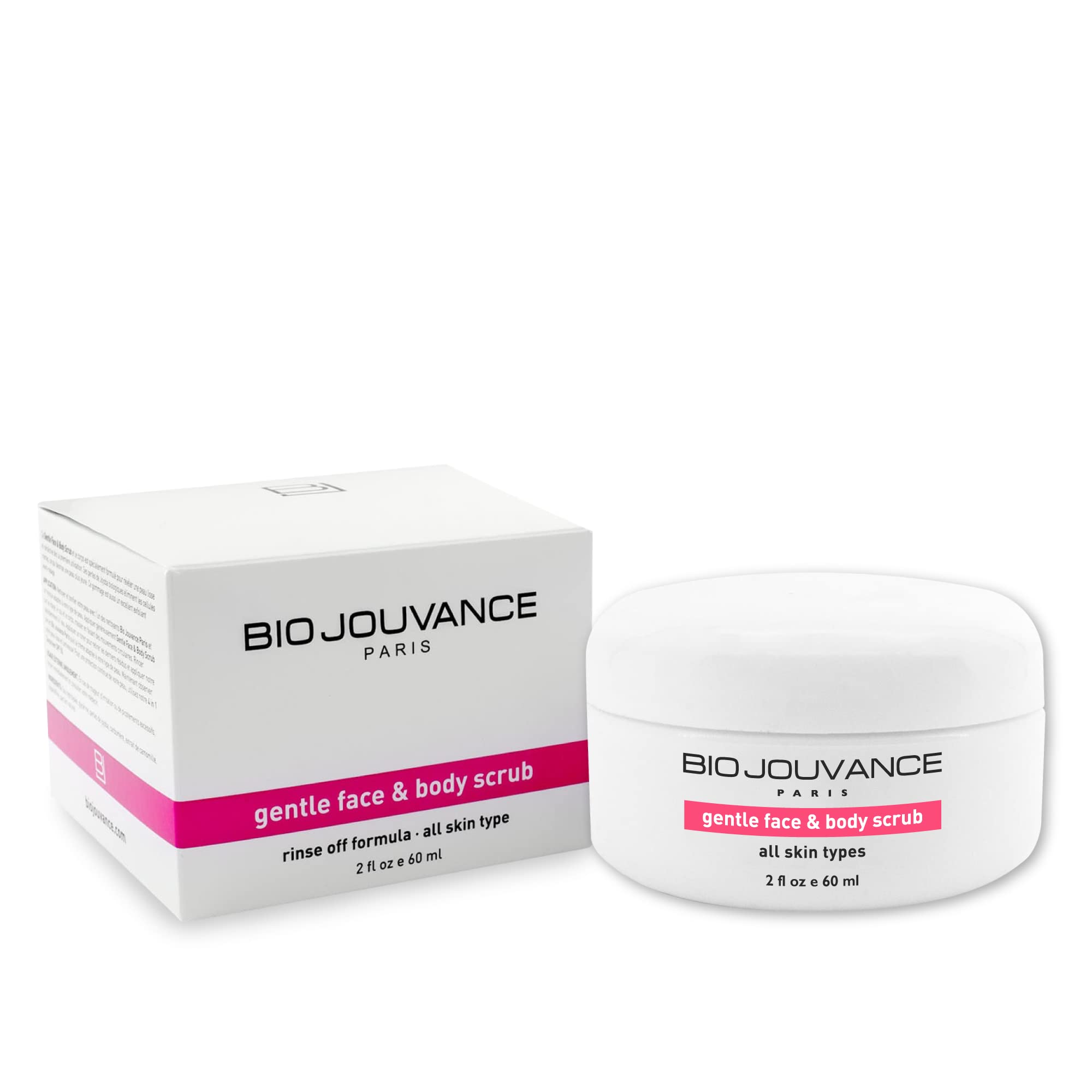 BIO JOUVANCE PARIS - Gentle Face & Body Polish Scrub 2oz / 60ml - For All Skin Types | Professional Exfoliating Face Wash | Dail