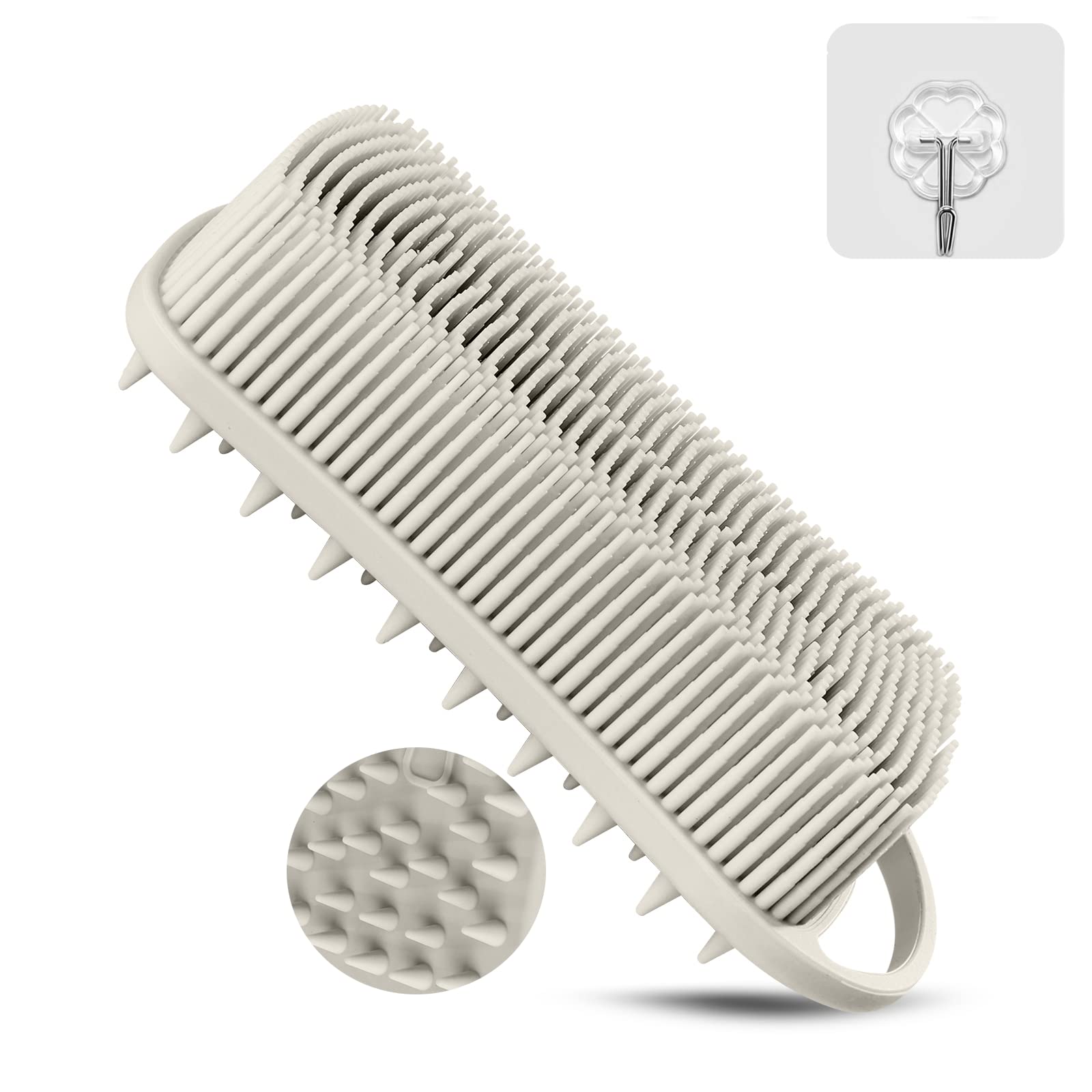 Yealife Silicone Body Scrubber, 2 In 1 Body Brush & Hair Scalp Brush For Shower And Bath, Easy Clean, Lathers Well, Stimulating