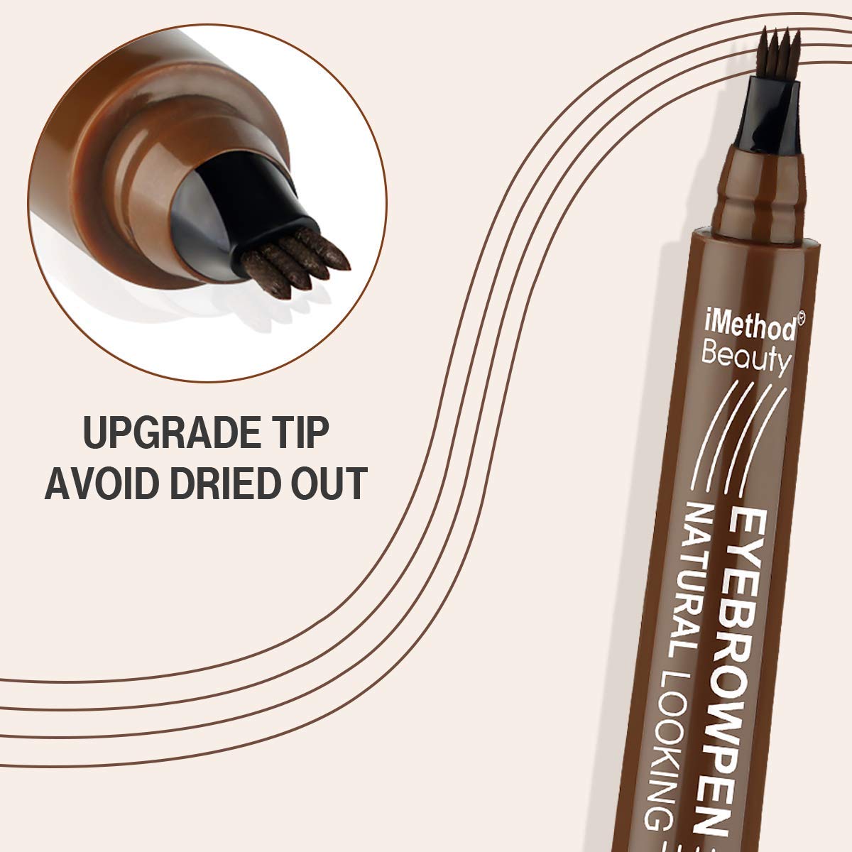 Imethod Eyebrow Pen - Upgrade Eyebrow Tattoopen, Eyebrow Makeup, Long Lasting, Waterproof And Smudge-Proof, Dark Brown