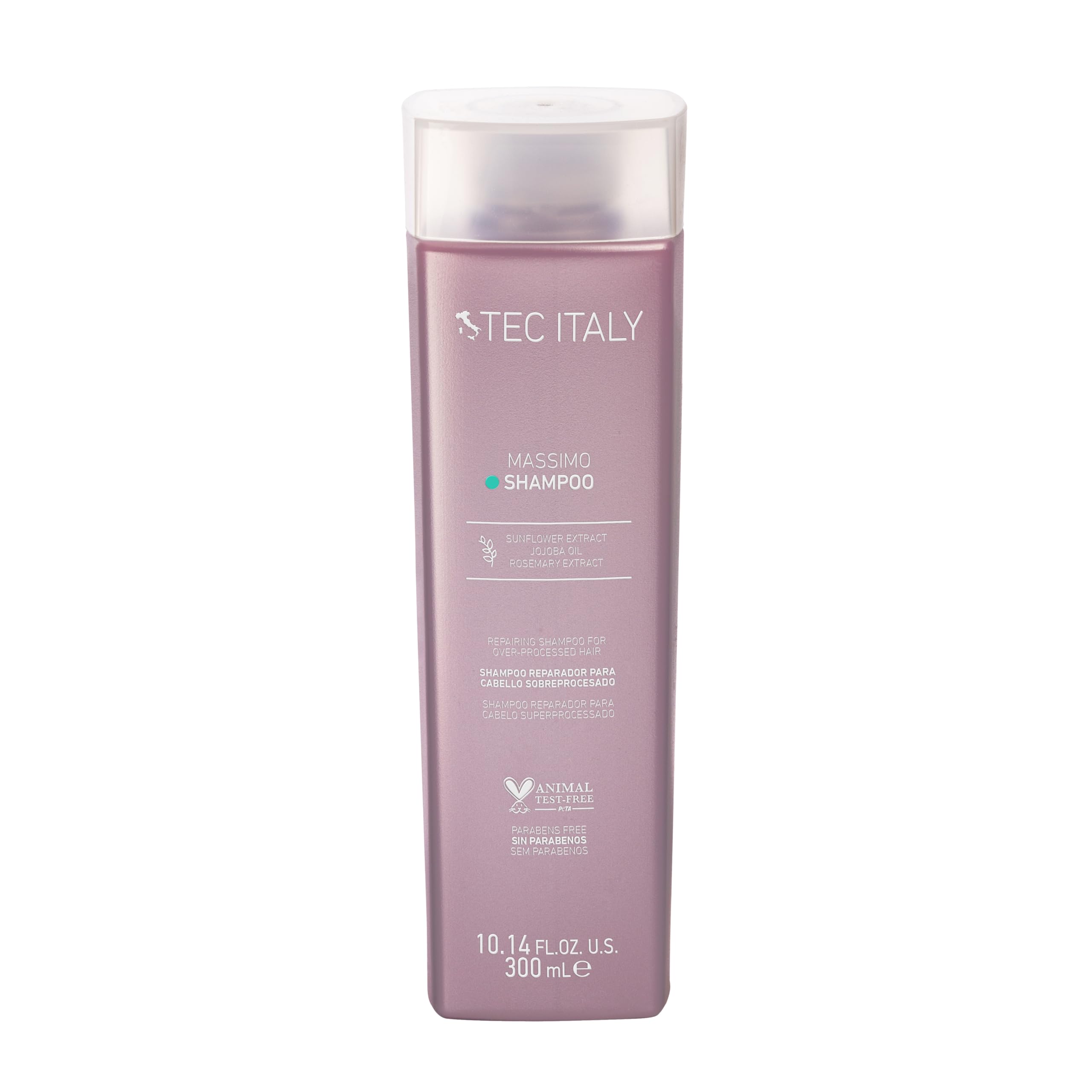 Tec Italy Massimo Repair Shampoo for Over Processed Damaged Hair Strengthening Formula Helps Reduce Breakage Enhance Shine UV Pr