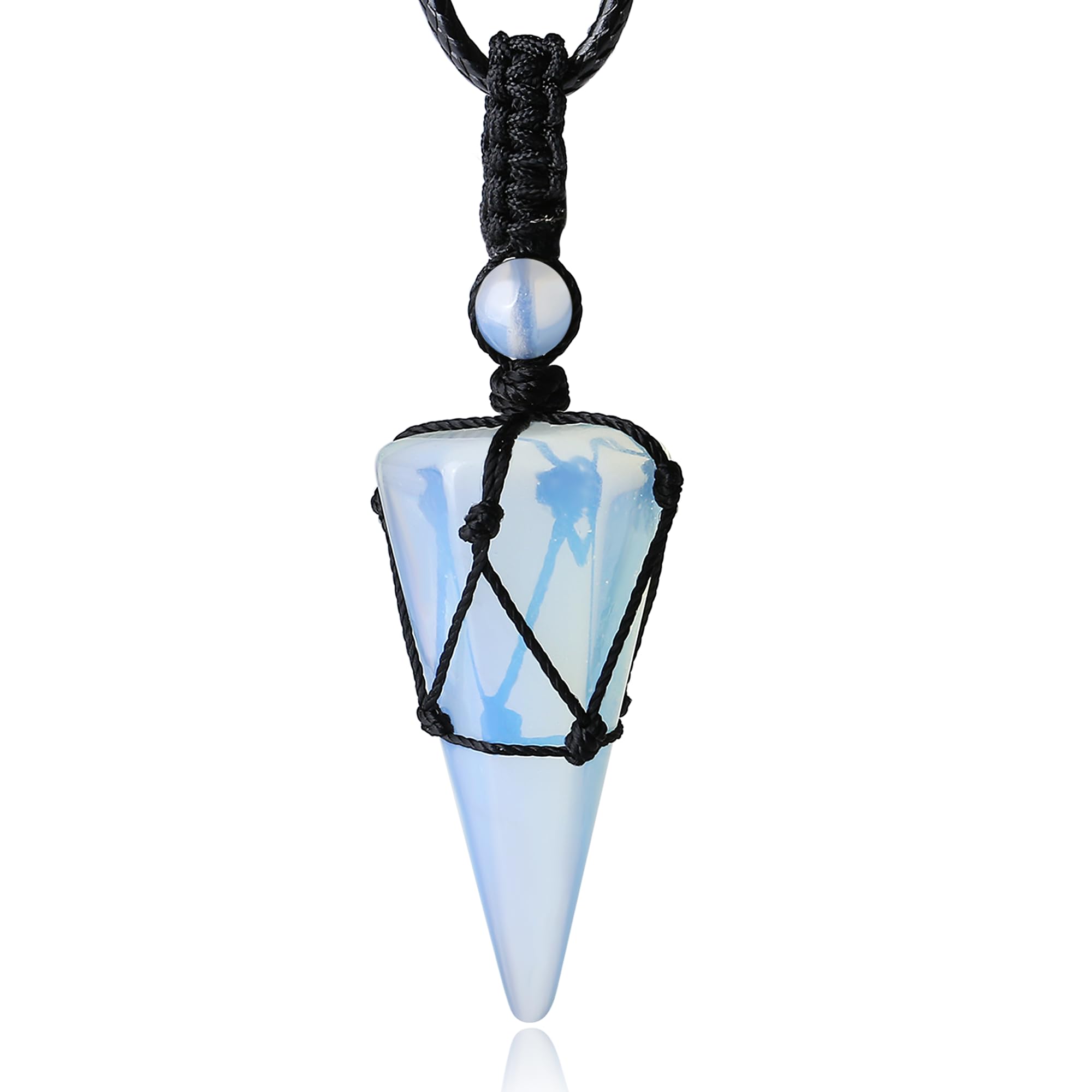 XIANNVXI Opal Necklace for Men 6 Facet Crystal Necklace for Mens Necklaces Hippie Adjustable Rope Pointed Pendant Gift for Women