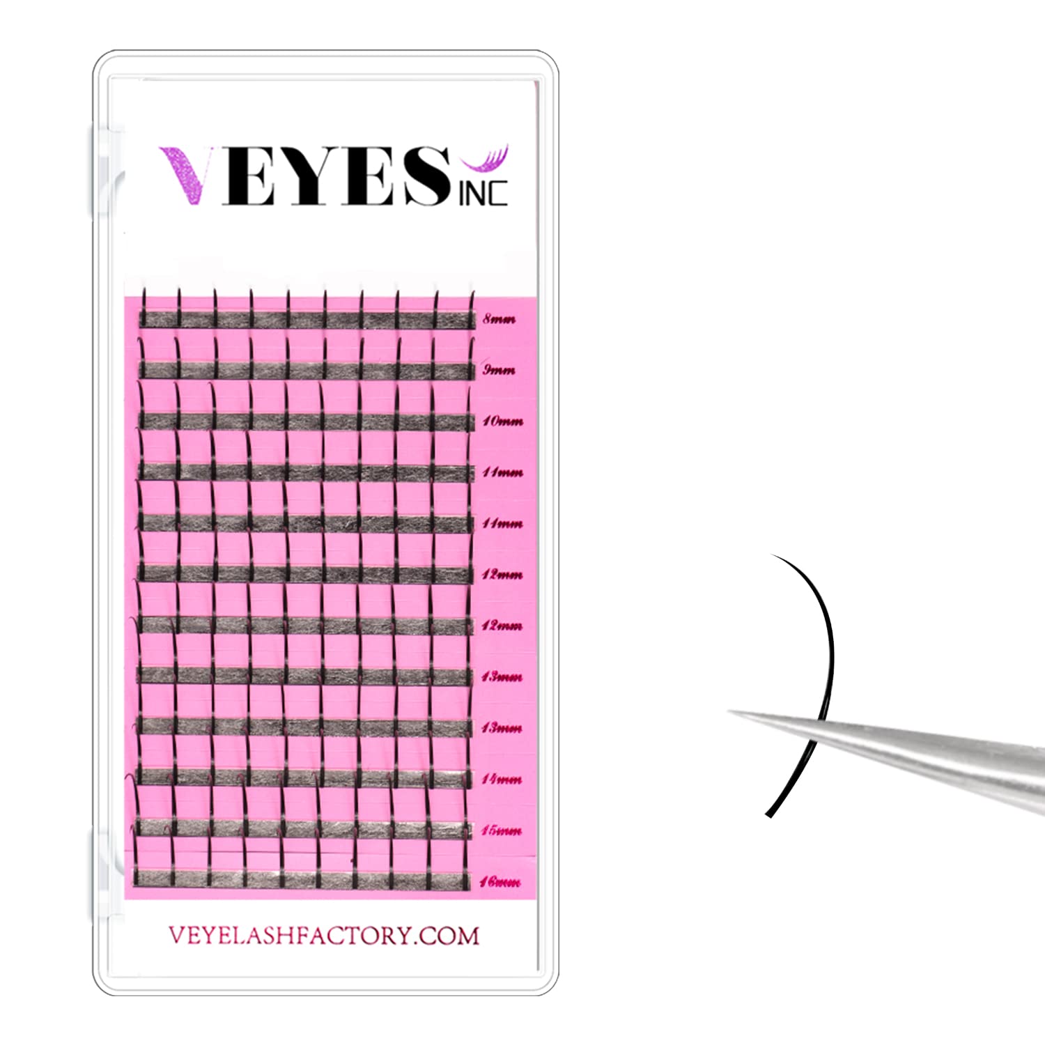 VEYES INC Spikes Lash Extensions 0.07 C Curl 8-16mm Mixed Length, Premium Eyelashes Tray, Professional Supplies for Lash Techs (