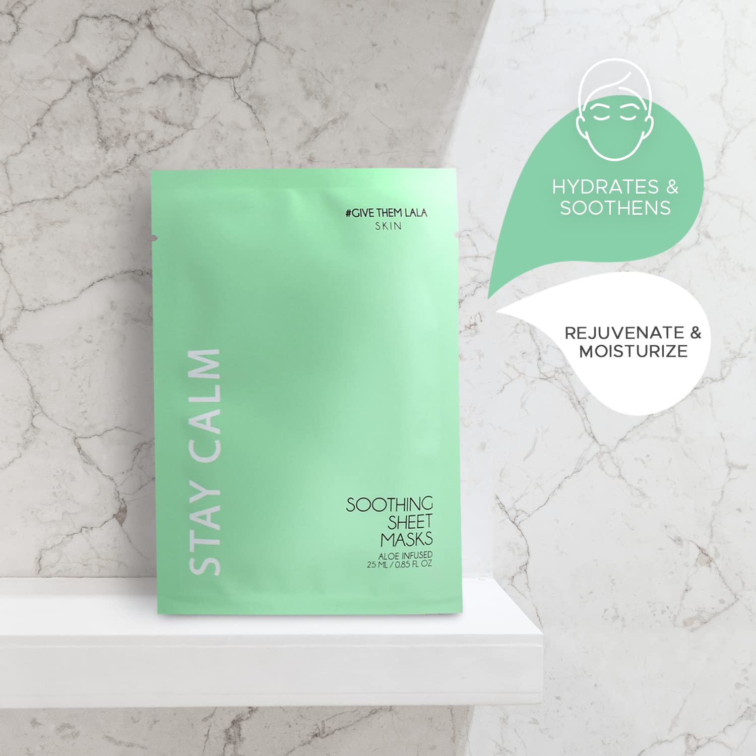 Give Them Lala Stay Calm Soothing Sheet Mask [Set Of 4] Calming Face Sheet Masks With Aloe Vera & Chamomile- Moisturizing Facial