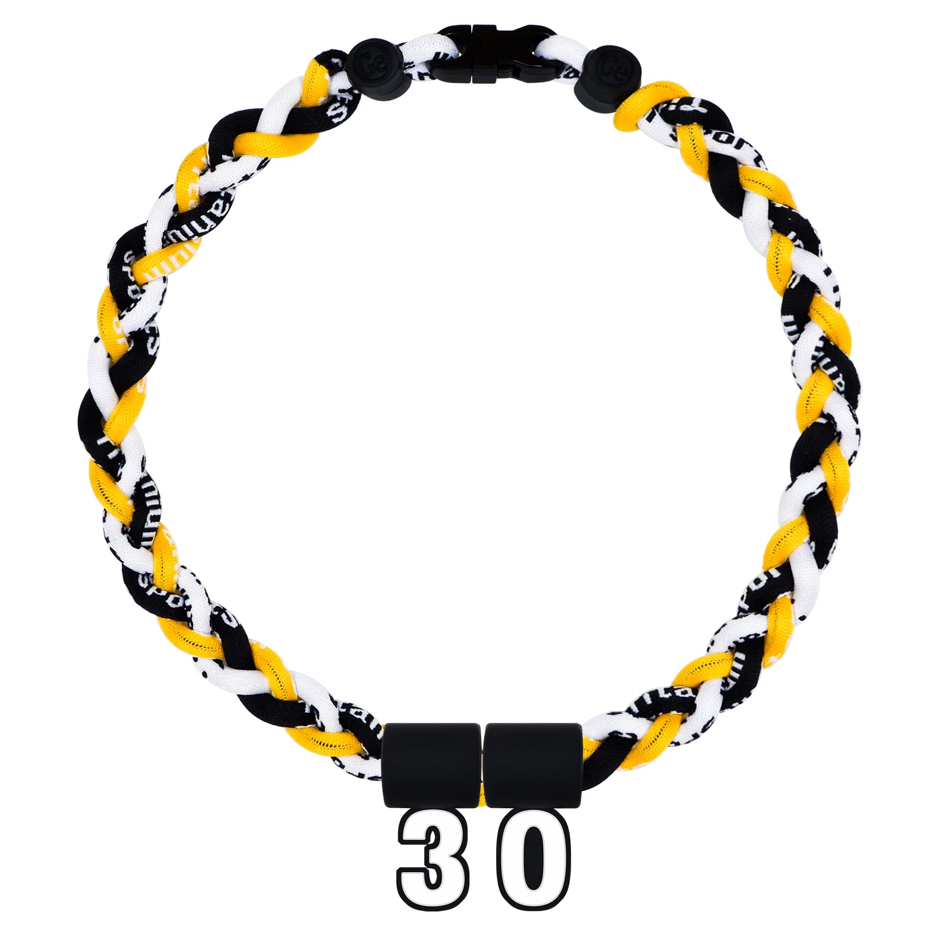 SUPBOMM Baseball Rope Necklaces, League Team Colors Braided Necklace with Number Pendant, Baseball Team Gifts, Pirates, No. 30