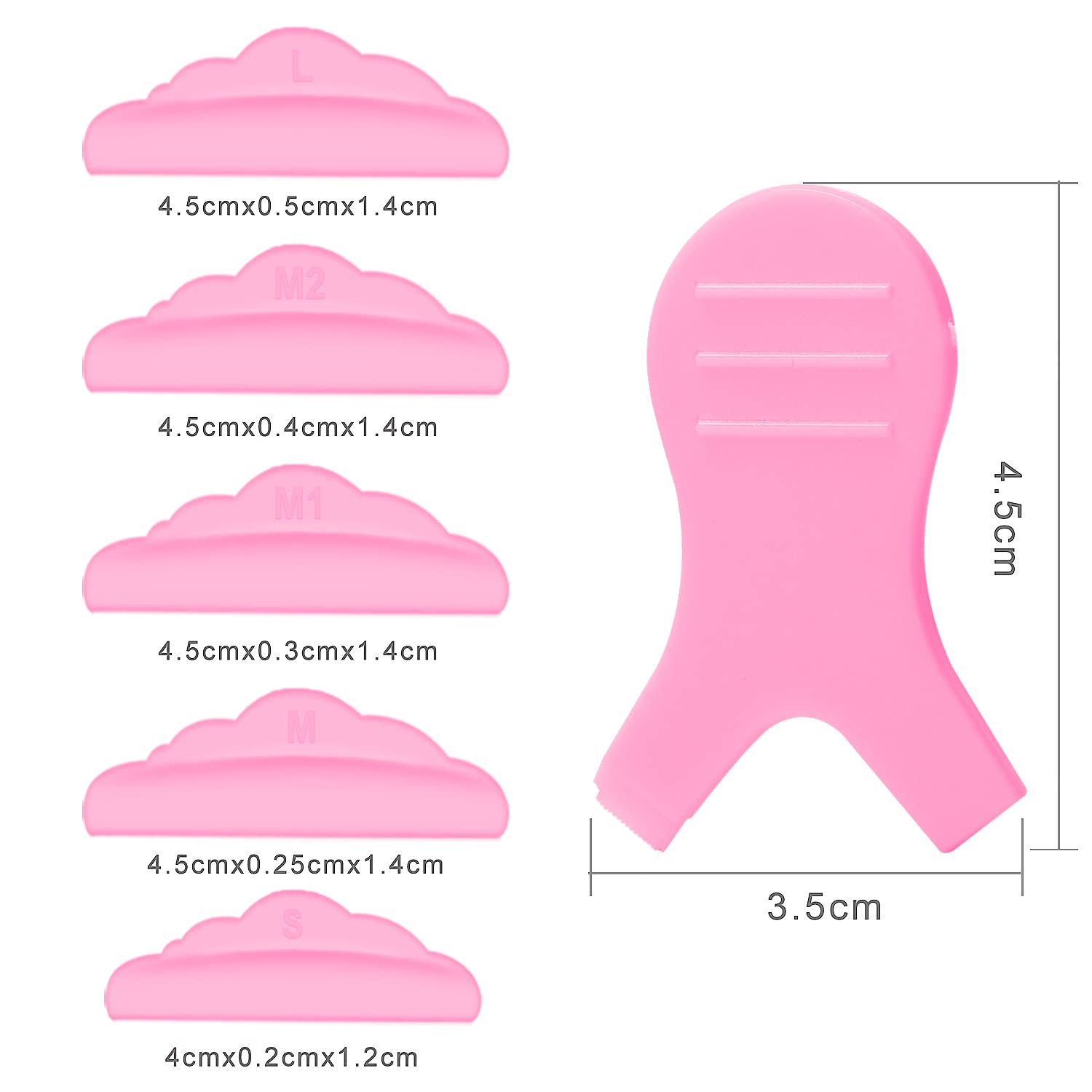 44 Piece Lash Lift Rods,Silicone Eyelash Perming Curler Makeup Tools,5 Sizes S/M/M1/M2/L,Reusable Lash Lifting Pads (Pink)