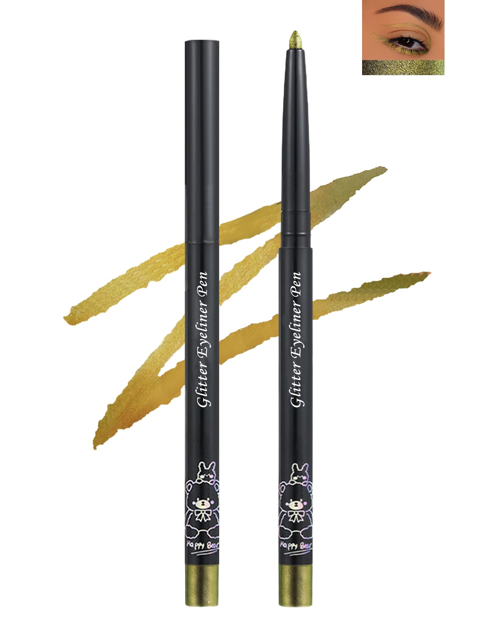 Colored Glitter Eyeliner Pencil, Chameleon Matte Metallic Eyeliner Pen Eyeshadow, Shimmer Retractable Eyeliner Waterproof Smudge