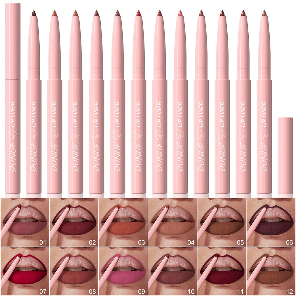 YIBABY 12 Colors Matte Lip Liner Set, LongLasting Creamy Texture Crayon Lipstick Pencils, Retractable Lip Color Makeup with Ric