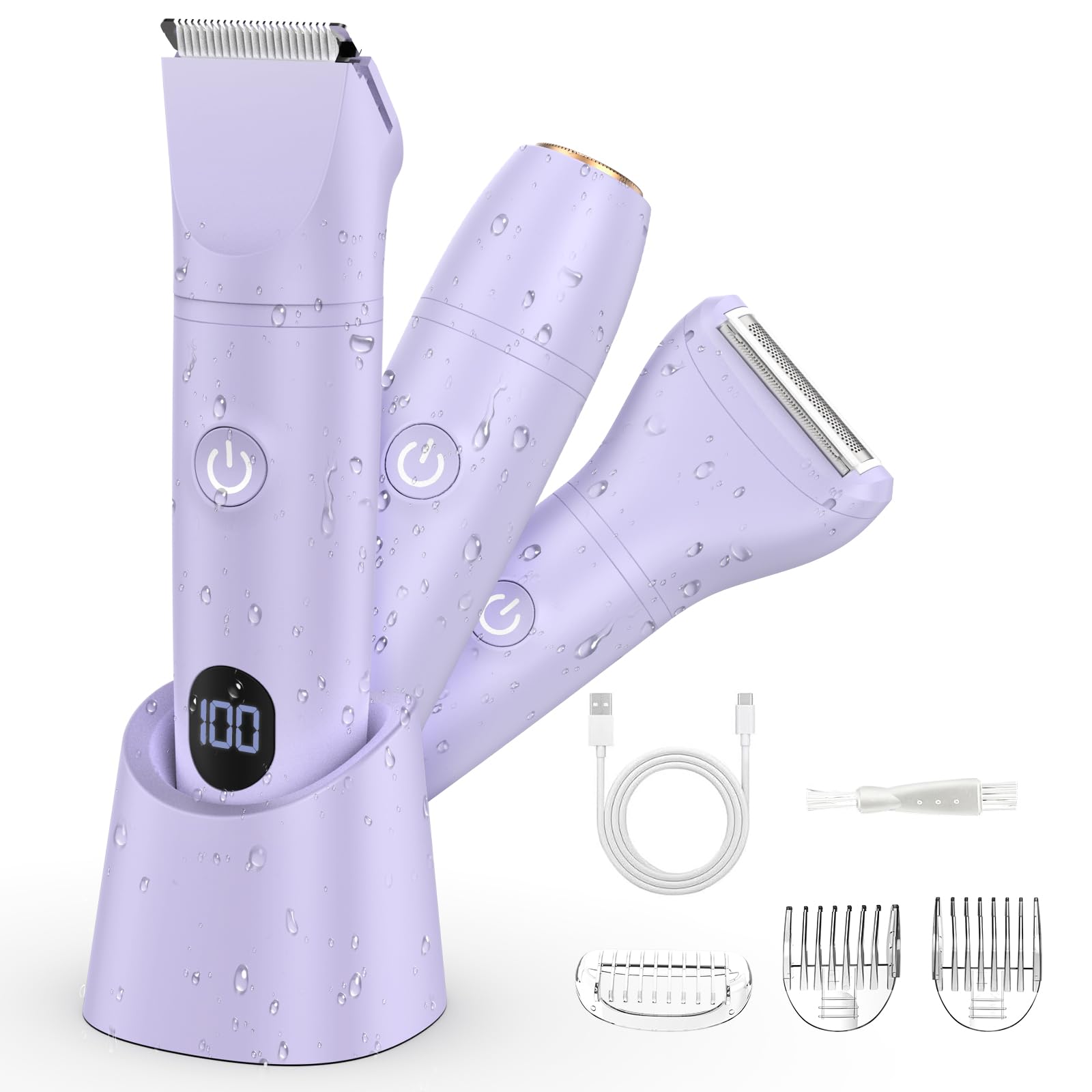 Bikini Trimmer Electric Razors for Women,3 in 1 Body Hair Removal Kit for Face,Pubic,Arm, Leg, Armpit, Bikini Trimmer,Painless I