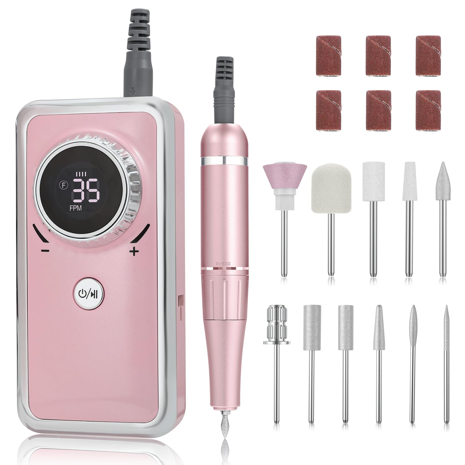 Electric Nail Drill Professional, 35000RPM Portable Efile Nail Drill with 11Pcs Nail Drill Bits, Rechargeable Nail Drill Machine