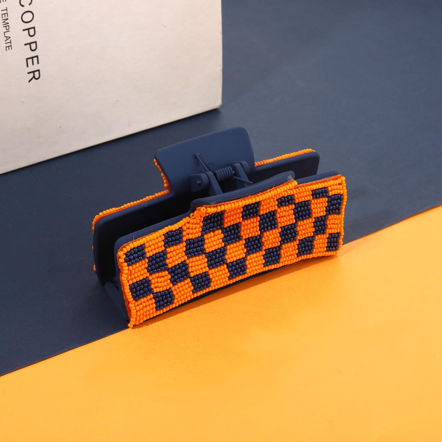 Game Day Hair Claw Clip for Women Beaded Checkered Baseball Football Hair Clips Game Day Outfits Sports Football Fans Mom Access