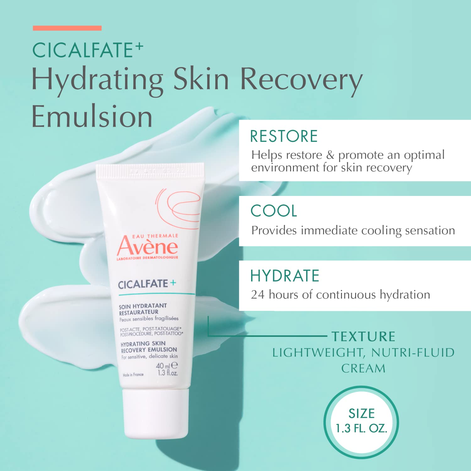 Eau Thermale Avne Cicalfate+ Hydrating Skin Recovery Emulsion - Post-Procedure & Post-Tattoo Restoration - Postbiotic Skincare -