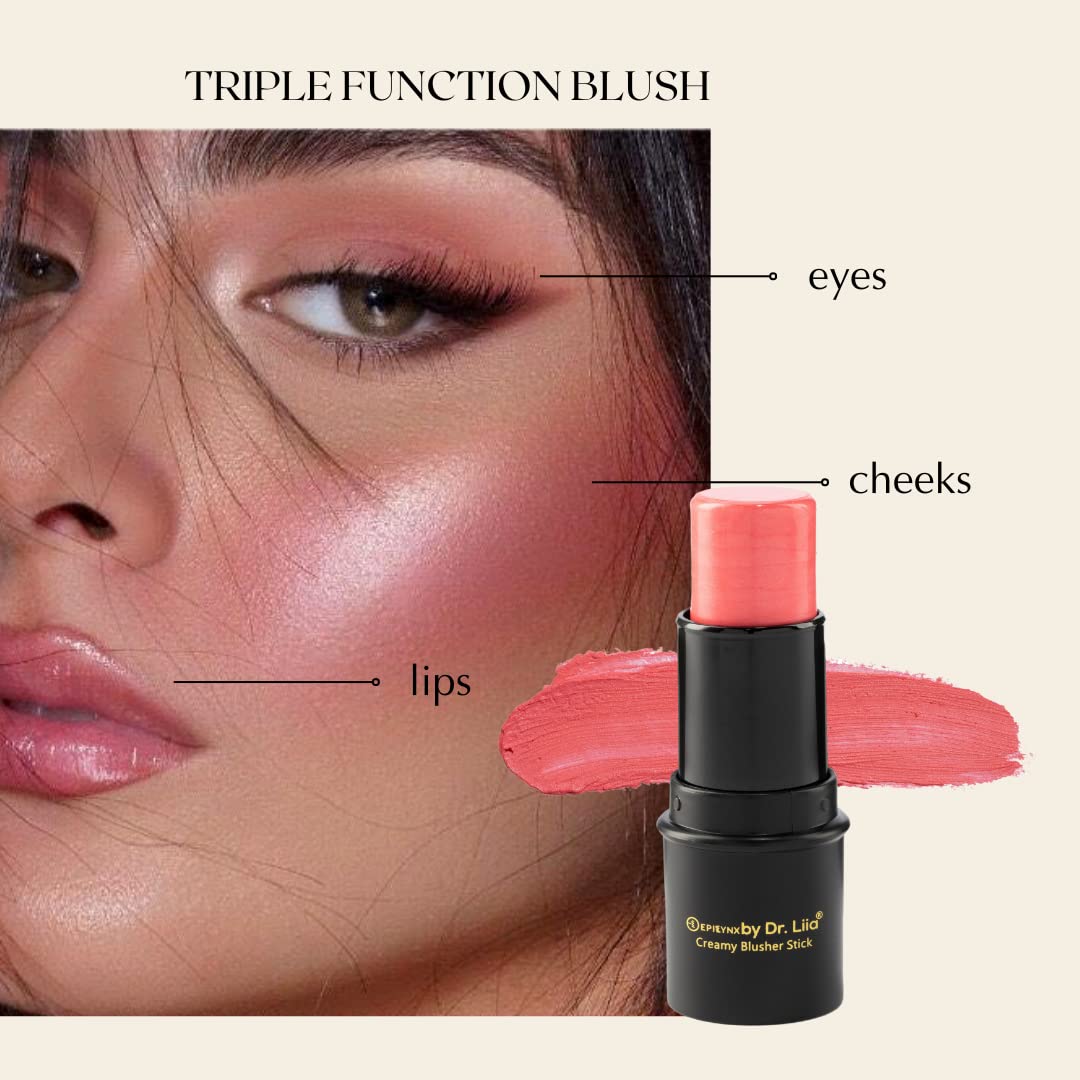 Vegan I Allergen Free Compact Illuminating Cream Blush Stick - Neutral Colors To Match Every Skin Type - (Earthy Red) Epilynx By