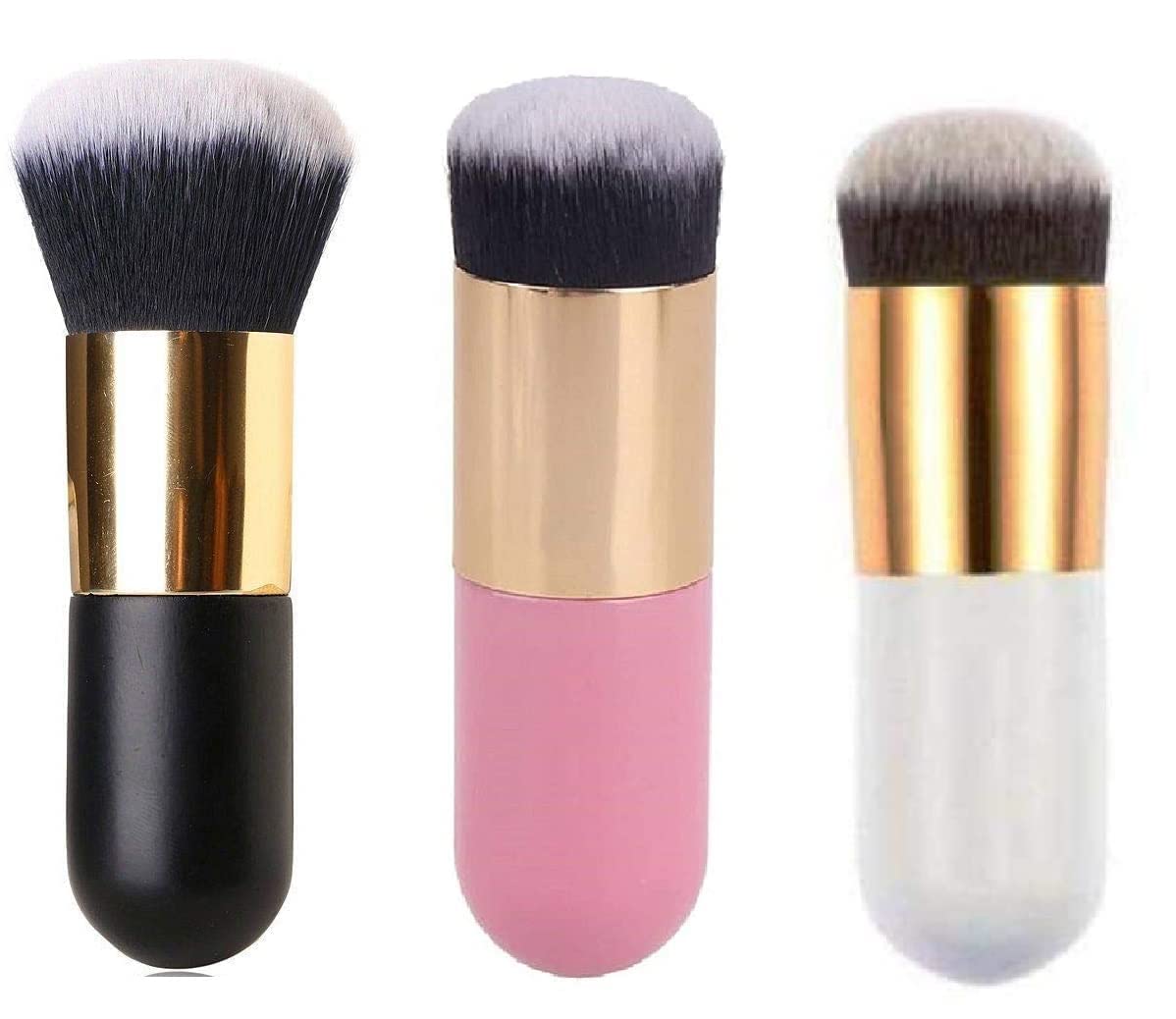 Vnz Foundation Brush For Face Makeup, Face Powder Blending Brush 3 Pcs (Multicolored)
