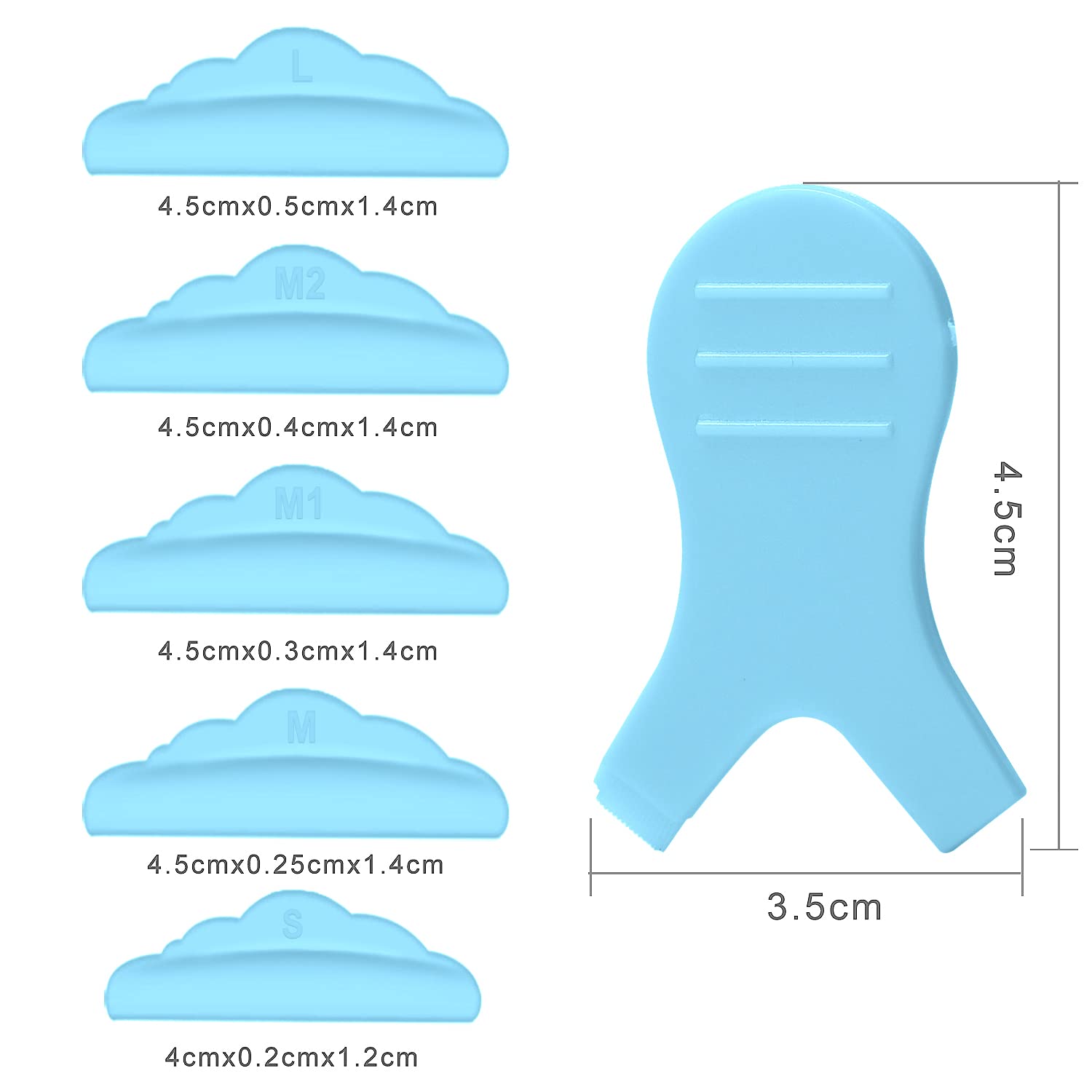 44 Piece Lash Lift Rods,Silicone Eyelash Perming Curler Makeup Tools,5 sizes S/M/M1/M2/L,Reusable Lash Lifting Pads (Blue)