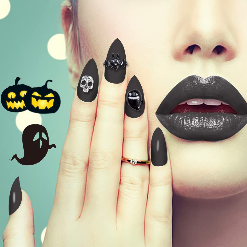 Wokoto 30Pcs Halloween Nail 3D Charms For Women Nails Metal Nail Charms For Acrylic Nails Bat Pumpkin Skull Hand Ghost Halloween