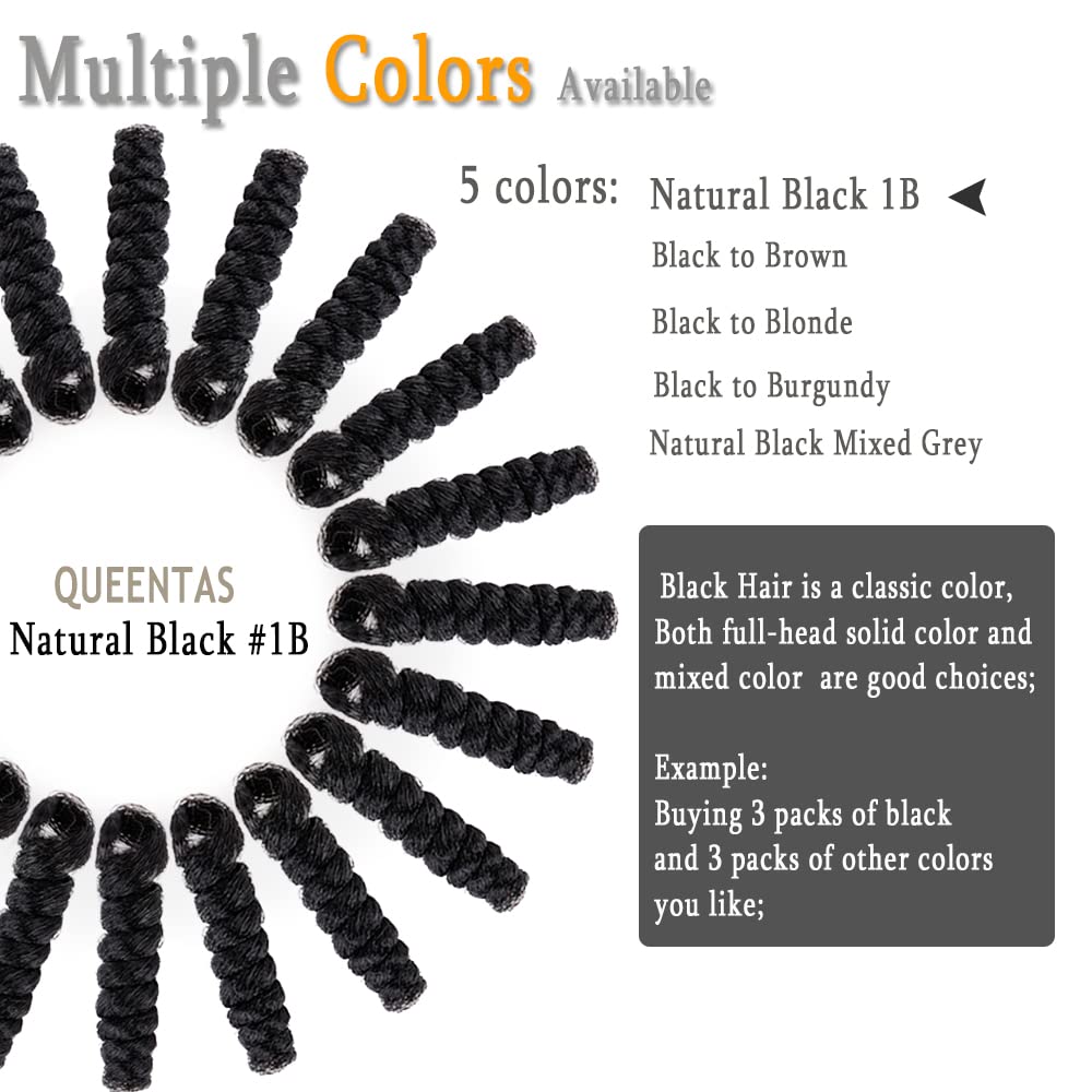 Queentas 6 Packs 10Inches Small Toni Curl Carrie Curl(8Mm) Crochet Hair For Women Short Black Curly Crochet Synthetic Hair Exten