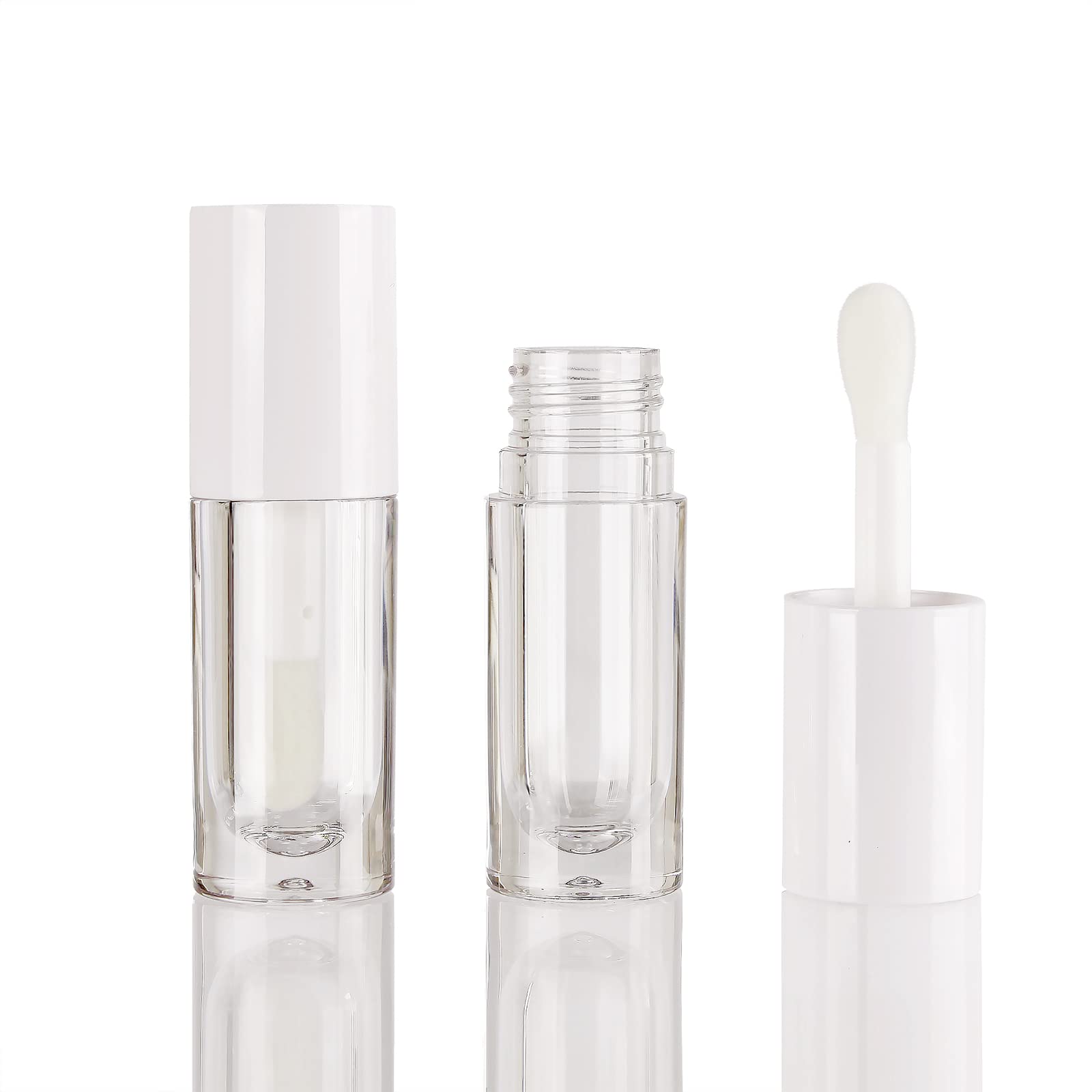 COSIDEA 50pcs Empty White 6ml big doe foot wand lip gloss tubes Round Chunky lipgloss tubes containers wholesale with thick larg