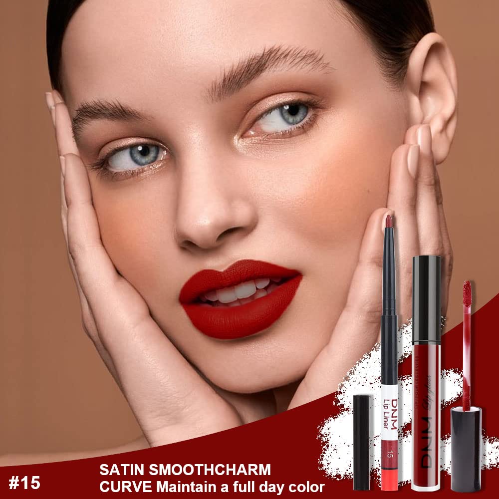 Evpct 2Pcs Dark Red Maroon Matte Lipstick And Lip Liner Makeup Set For Women Dnm Dark Blood Red Liquid Matte Brown Lipstick Lip
