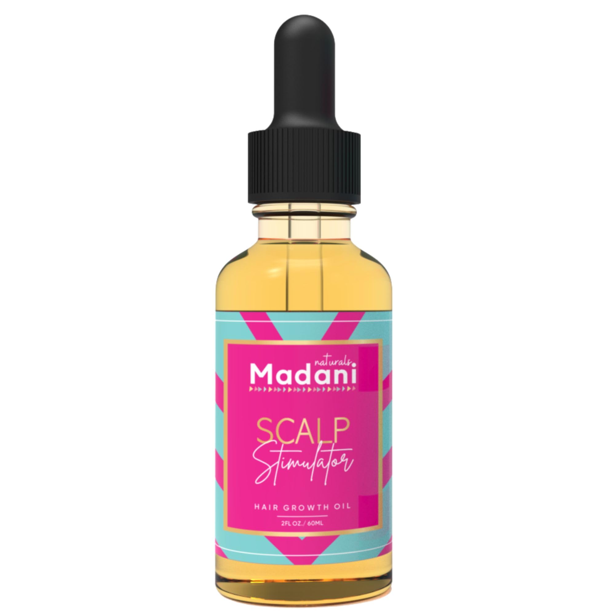 Madani Naturals Hair Growth Oil, Scalp Stimulator with Rosemary & Mint, 2 Fl Oz - for All Hair Types, Helps Reduce Hair Loss, St