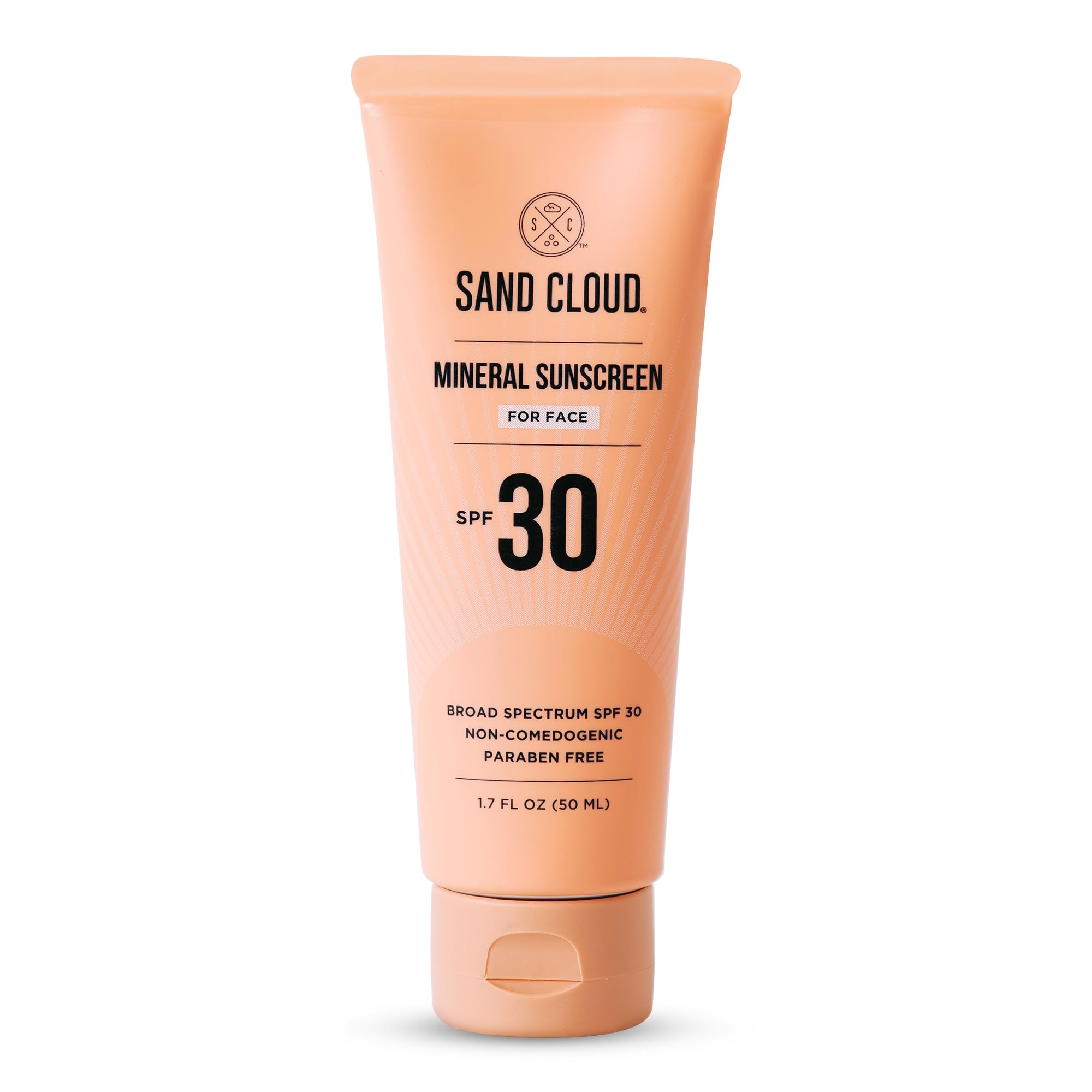 Sand Cloud Broad Spectrum Mineral Sunscreen for Face SPF 30, 1.7 Oz - Zinc Oxide Face Sunscreen for Sensitive Skin - Fragrance-F