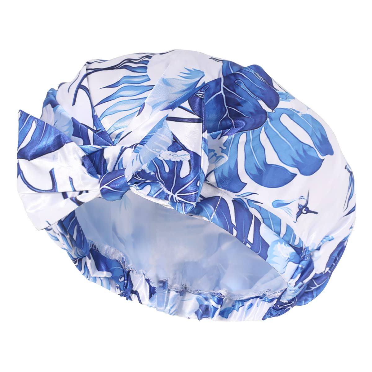 Auban Luxury Shower Cap Reusable Waterproof For Women Sequin Lined Hair Cap For Shower Plastic Cap For Long Hair Large Double La