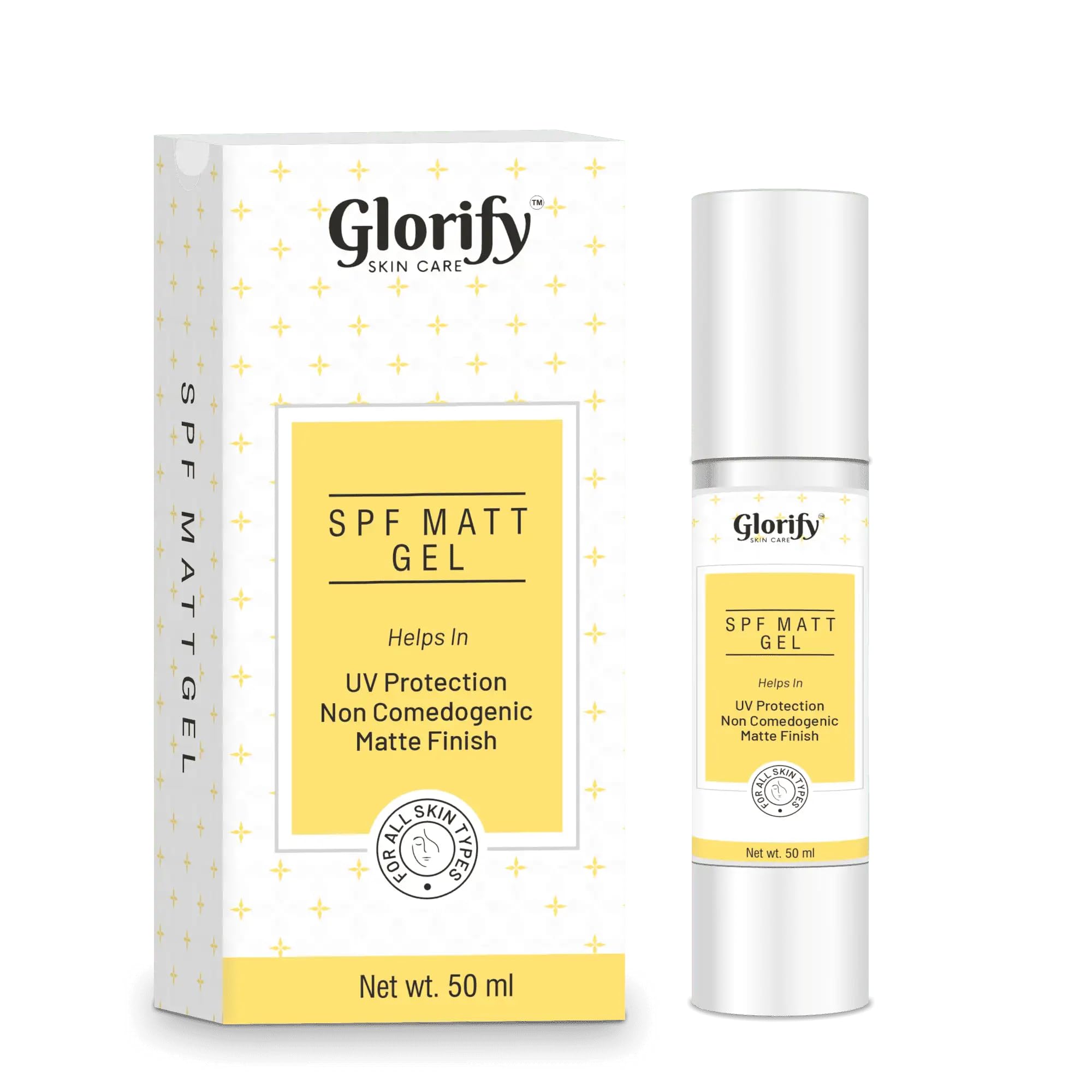 Glorify SPF Matt Gel | Superior UV Protection Moisturizing Formula [50ml] | Prevent Dark Spots, Blackheads and Blemishes | NonG