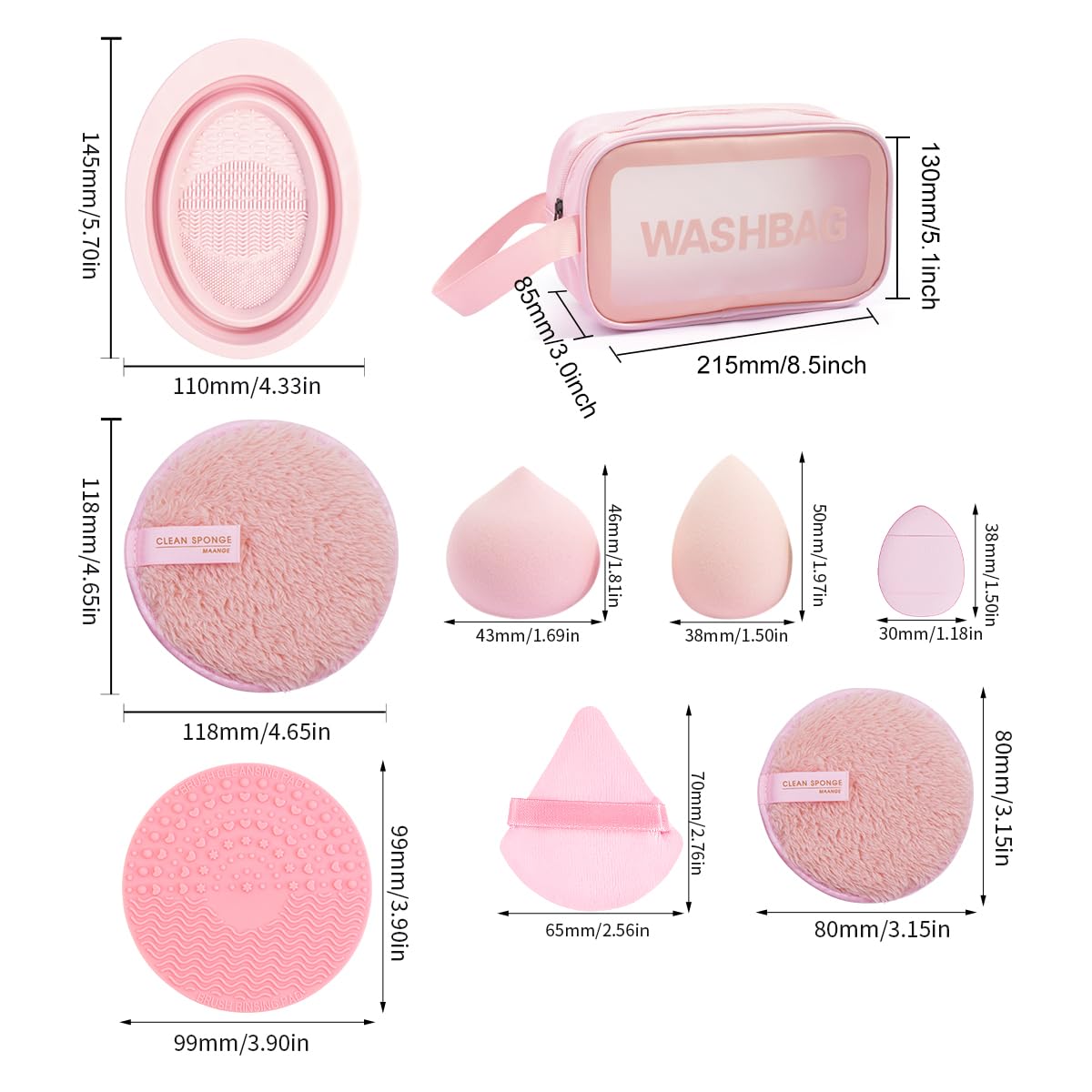 MAANGE 49 Pcs Makeup Brush Set - Premium Synthetic Tools for Foundation, Powder, Eyeshadow, Blush - Pink, Model TSX-MAG51638FMJF-US