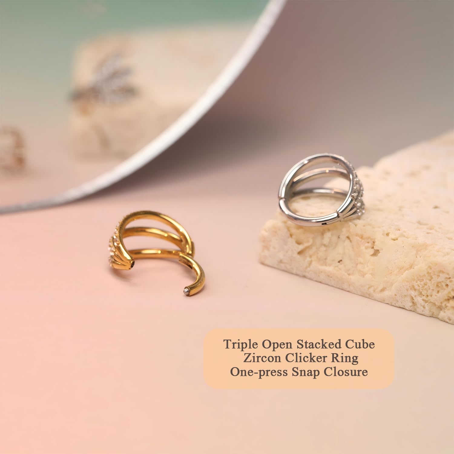 FUNLMO 16G CZ Conch Hoop Septum Jewelry Nose Lip Ring 8mm Conch Cartilage Earring Hoop Surgical Steel Conch Helix Rook Daith Ear
