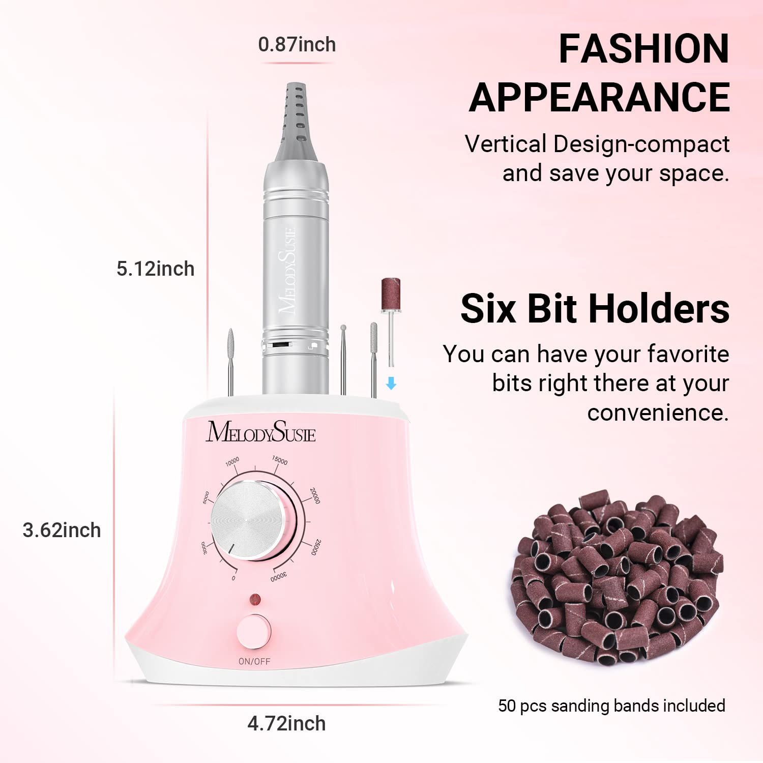 Melodysusie 30000 Rpm Professional Nail Drill Scarlet, High Speed, Low Heat, Low Noise, Low Vibration, Sc320I Portable Electric