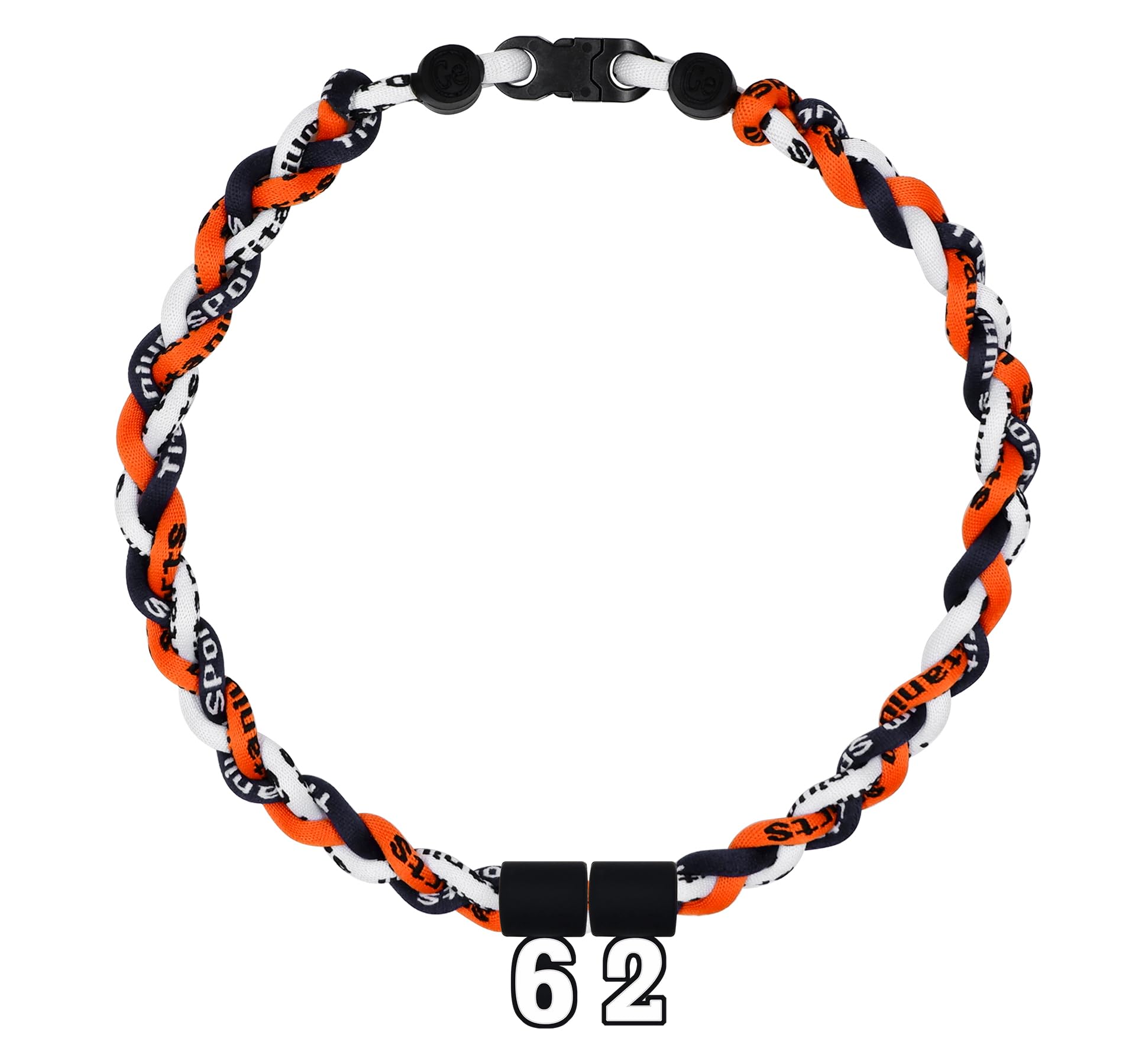 SUPBOMM Baseball Rope Necklaces, League Team Colors Braided Necklace with Number Pendant, Baseball Team Gifts, SFGiants, No. 62