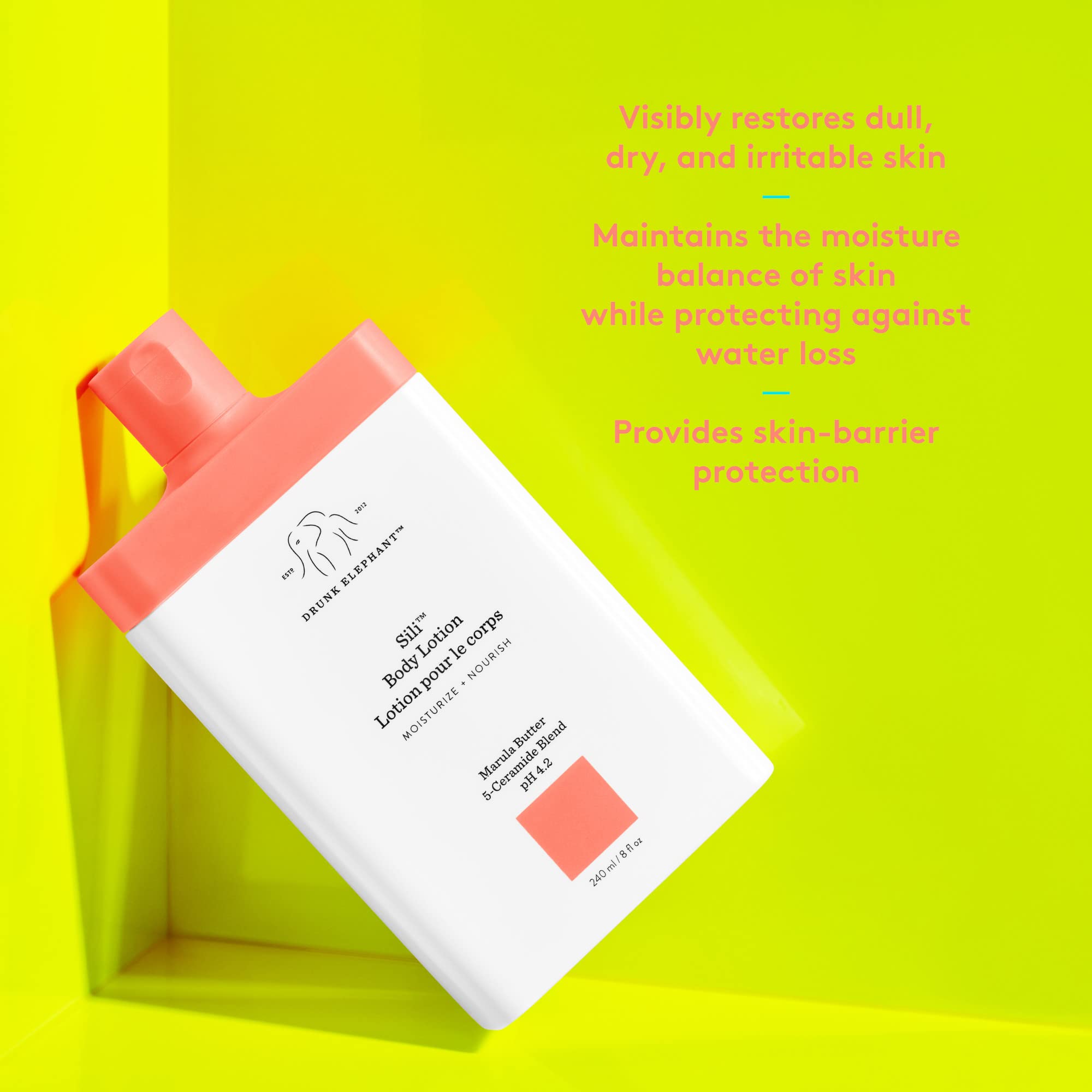 Drunk Elephant Sili Body Lotion - Deep, Calming Skin Moisturizer (240 mL / 8 Fl Oz)