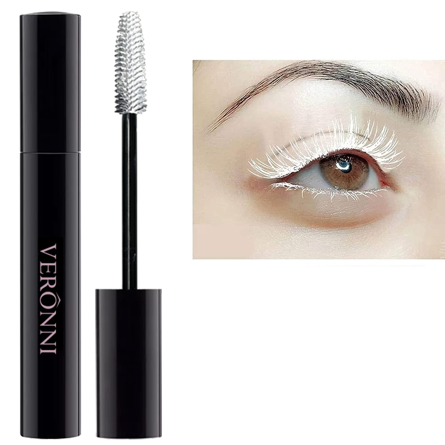 Veronni White Mascara,Waterproof Curling Thick Lengthening Eyelash Mascara,Lifts And Extends Lash Length, Clump Resistant,Non-Sm