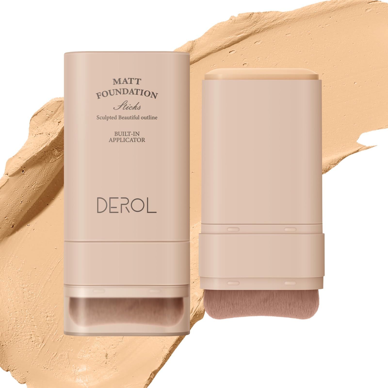 Swetiyou Foundation Stick, Multi-Use Foundation Stick Makeup With Built-In Foundation Brush, Lightweight Buildable Medium-To-Ful