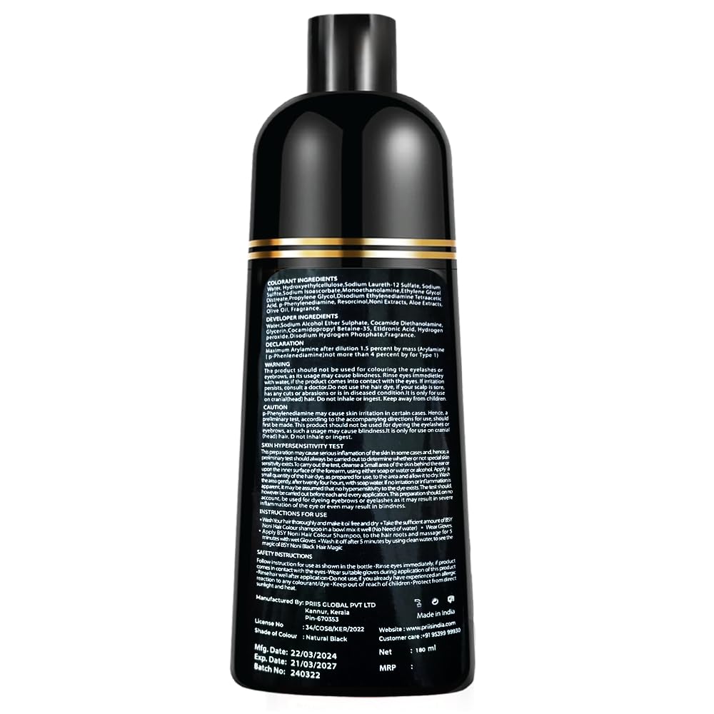Bsy Noni Hair Color Shampoo - 6 Fl Oz - Pump Pack | No Ammonia | 3 In 1 - Hair Dye Shampoo, Conditioner For Women And Men | Natu
