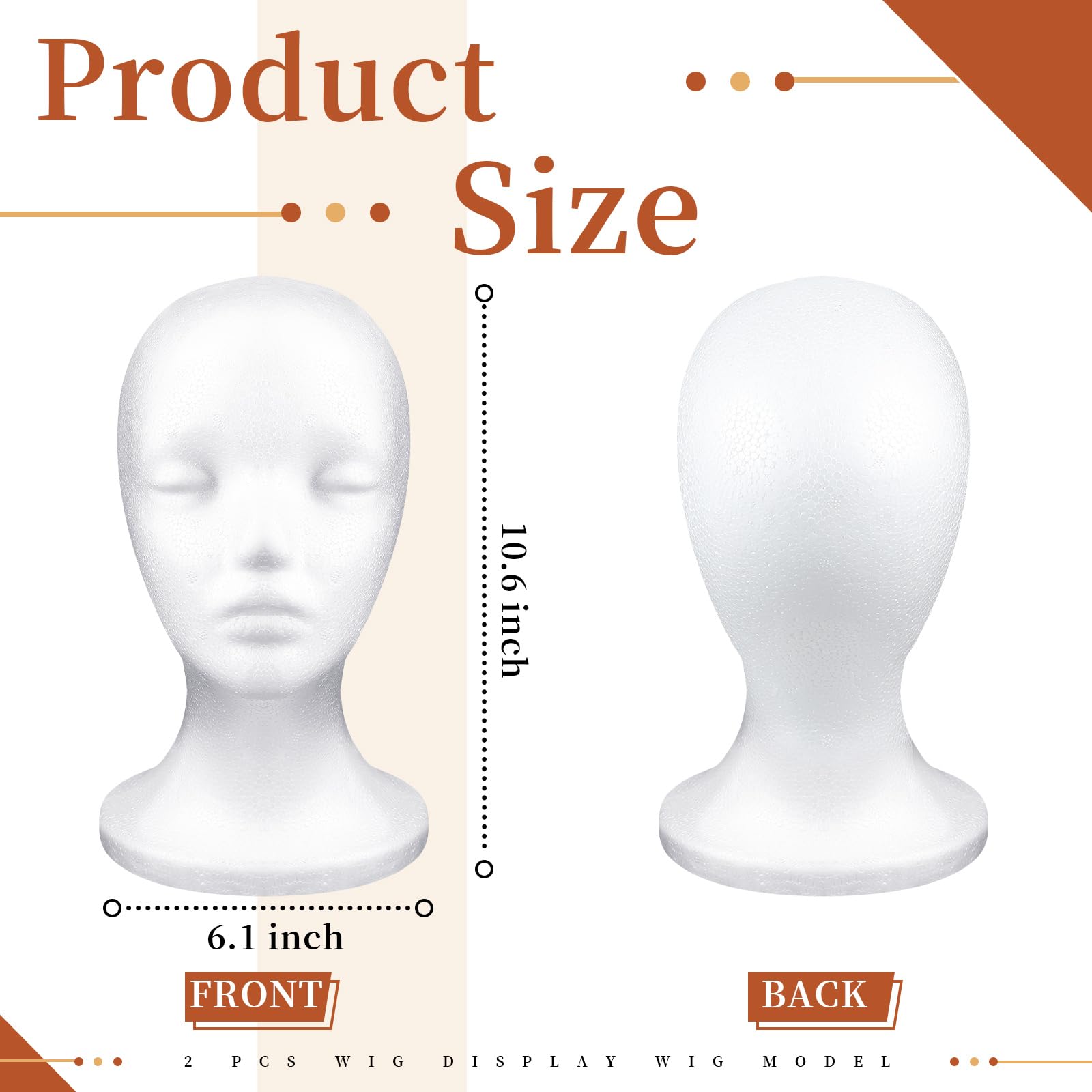 Thyle 10 Pcs Foam Wig Head Bulk Wig Display Mannequin Head Stand Model Foam for Style, Masks, Hats, Wigs, Salon and Travel, Hall