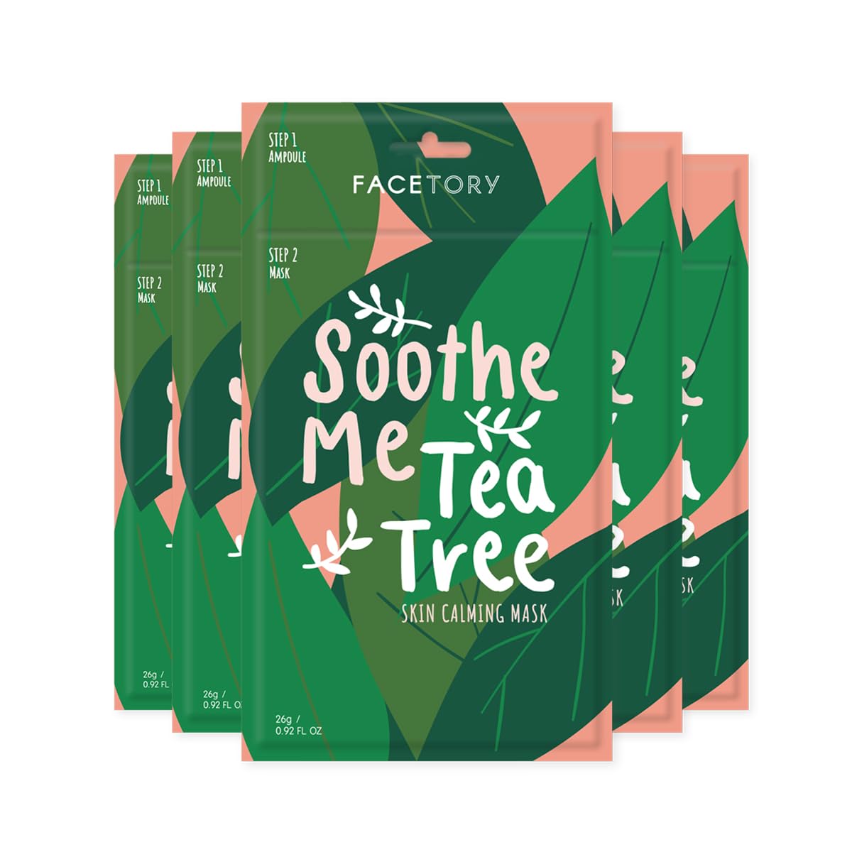 FACETORY K Beauty Face Mask Skin Care - Soothe Me Tea Tree 2-Step Sheet Mask with Tea Tree Extract & Chamomile + Soothing Ampoul