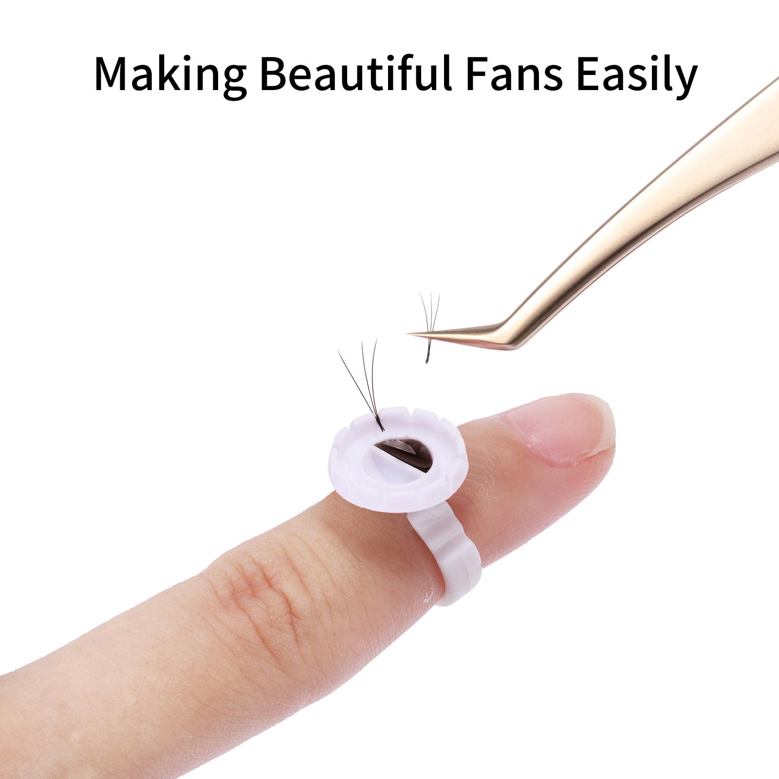 Miuffue 300 Pcs Glue Rings Smart Glue Holder For Eyelash Extensions, Easy Fanning Glue Cups For Volume Lashes, White