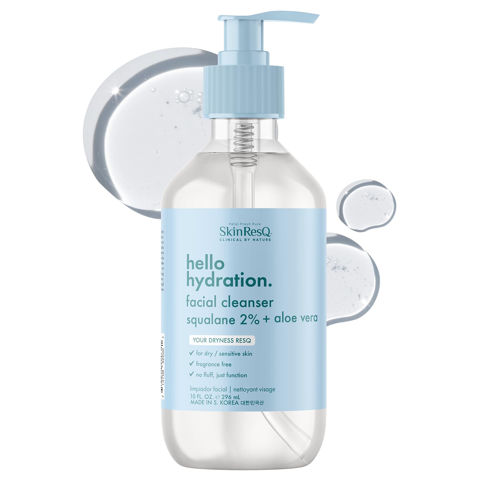 Skin ResQ by Petal Fresh Hello Hydration Cleanser, Daily Gentle Foaming Facial Cleanser with 2% Squalane Complex and Aloe Vera, 