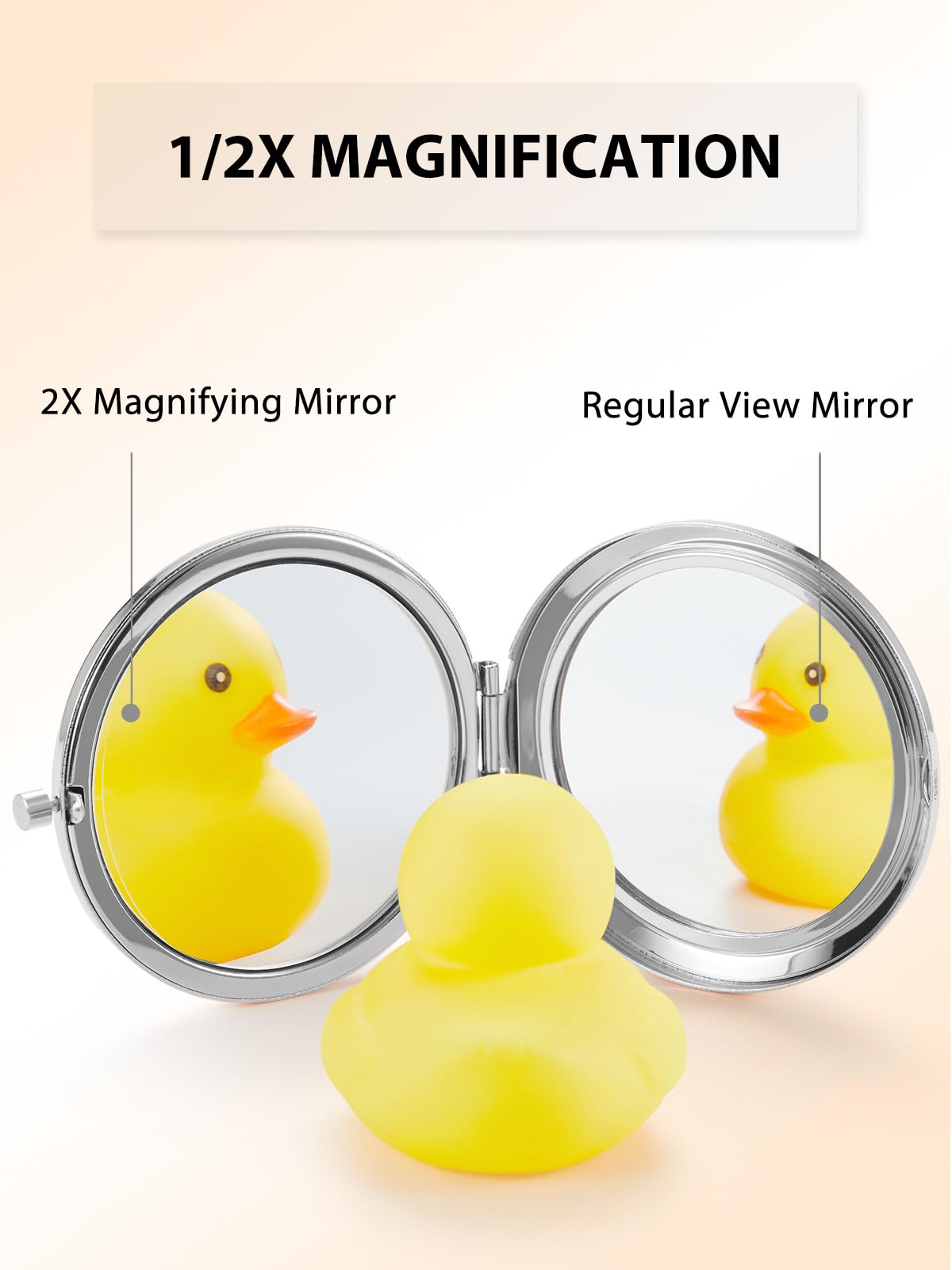 Getinbulk Compact Mirror For Purse, Double-Sided 1X/2X Magnifying Round Metal Pocket Makeup Mirrors(Silver, Mix Diamond)