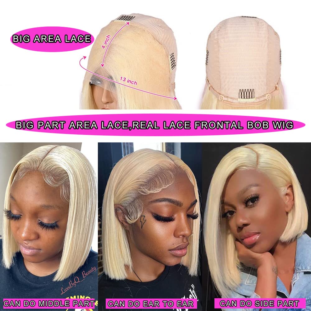 13X4 Straight 613 Blonde Blunt Bob Wig Human Hair Lace Front Wigs For Women Pre Plucked With Baby Hair Natural Hairline 100% Unp