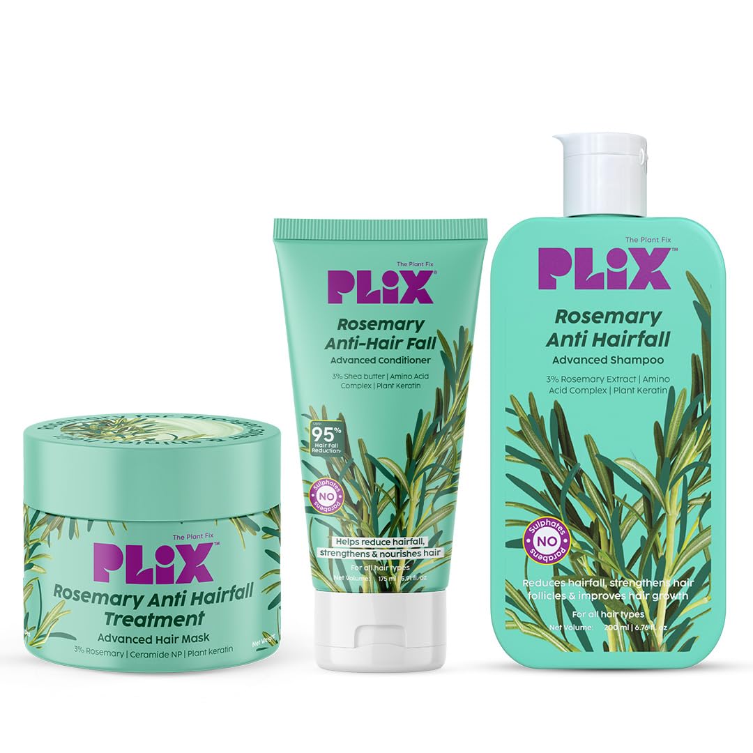 Plix  The Plant Fix L Rosemary Advanced Shampoo, Conditioner & Hair Mask L Repairs Hair Damage L Reduces Hair Fall L Nourishes 