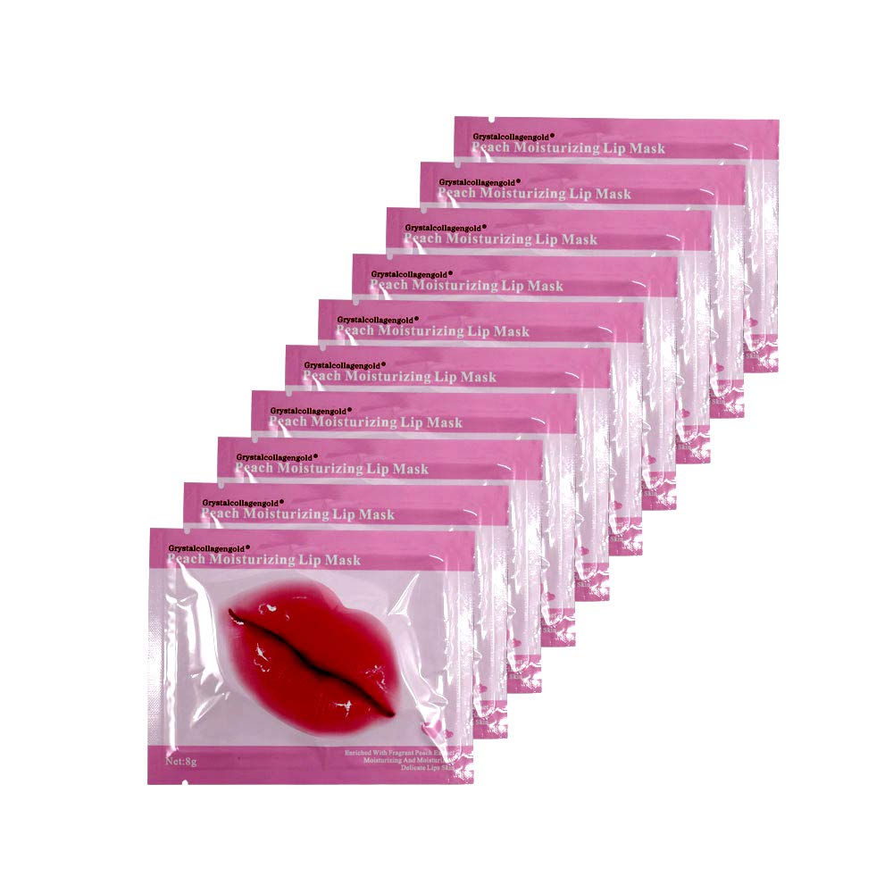 Adofect 30 Pieces Peach Moisturizing Collagen Lip Masks Crystal Lip Care Gel Pads Patches, Mouth & Lips Age Defying Masques - Gr