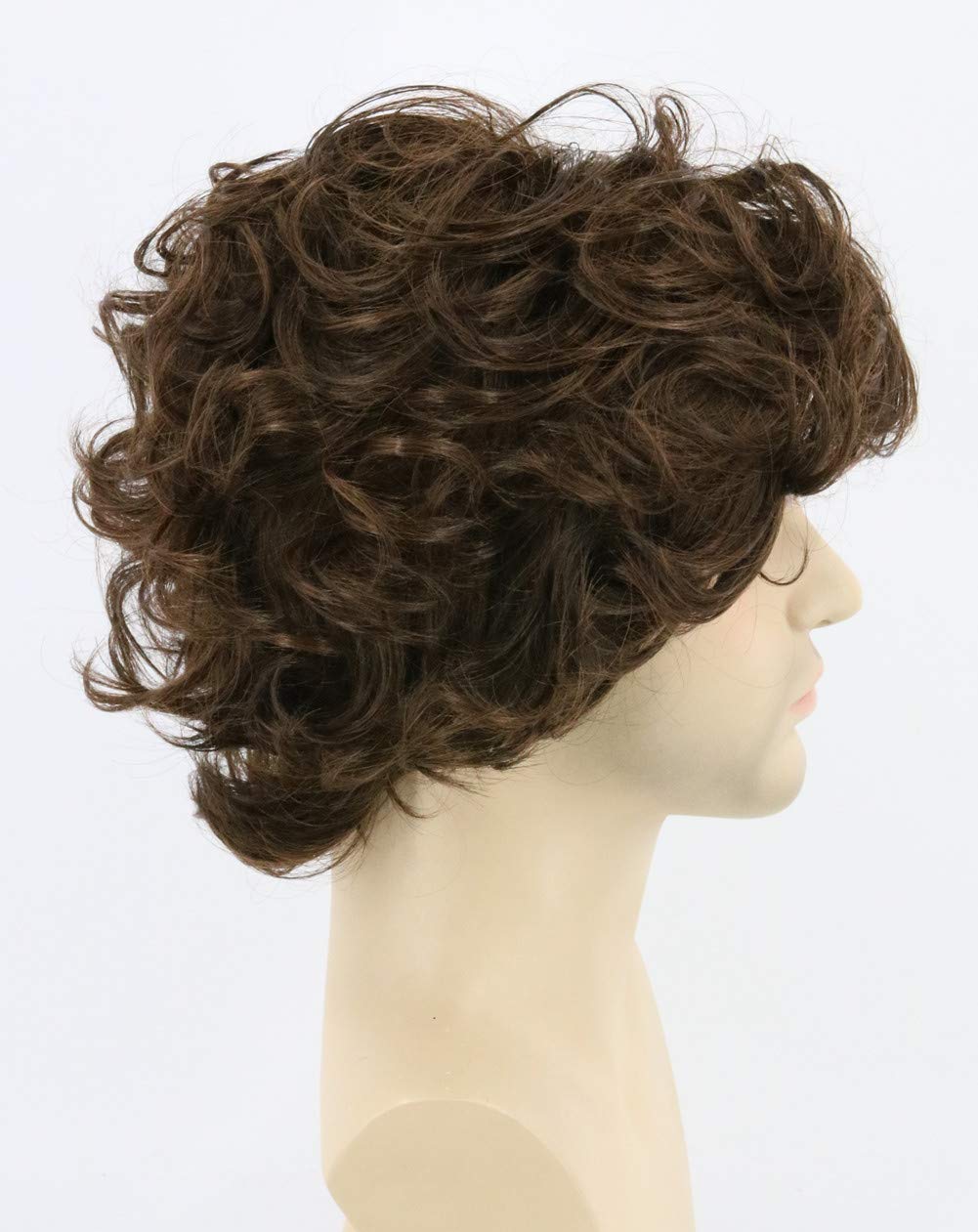 Topcosplay Brown Wigs For Men Short Curly Fluffy Cosplay Halloween Character Costume Wig Layered